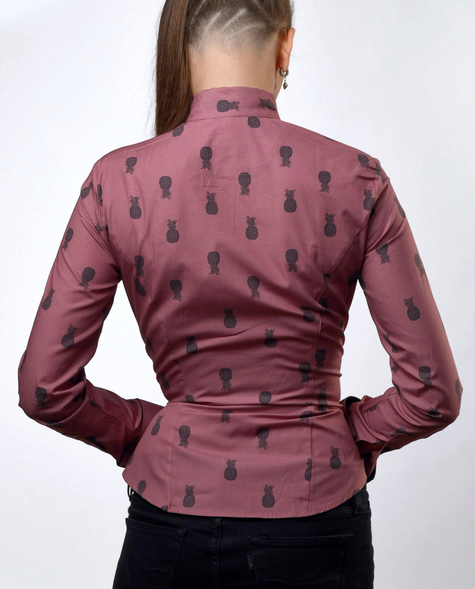 Dark Rose Pineapple Print