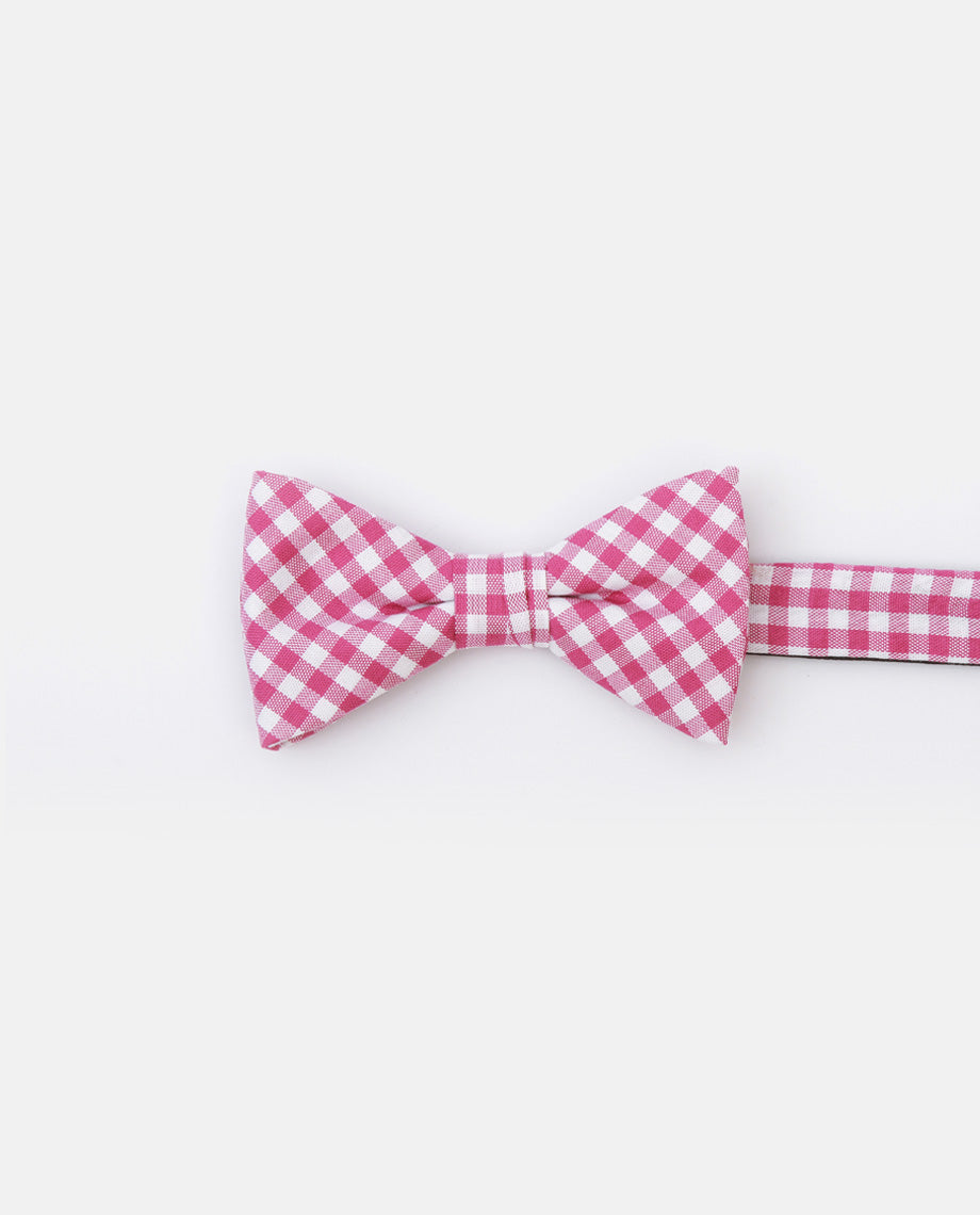 Pink Plaid Cotton Bowtie