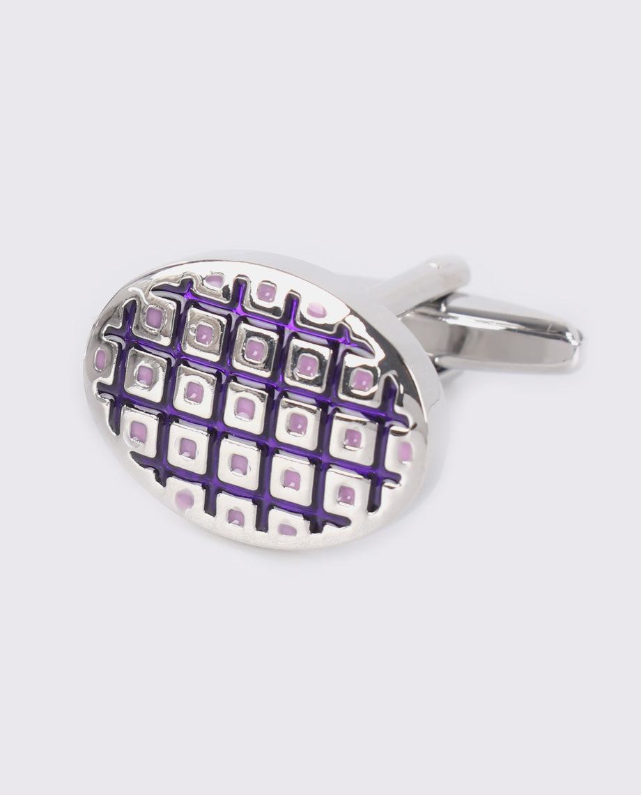 Purple and Silver Oval Cufflinks