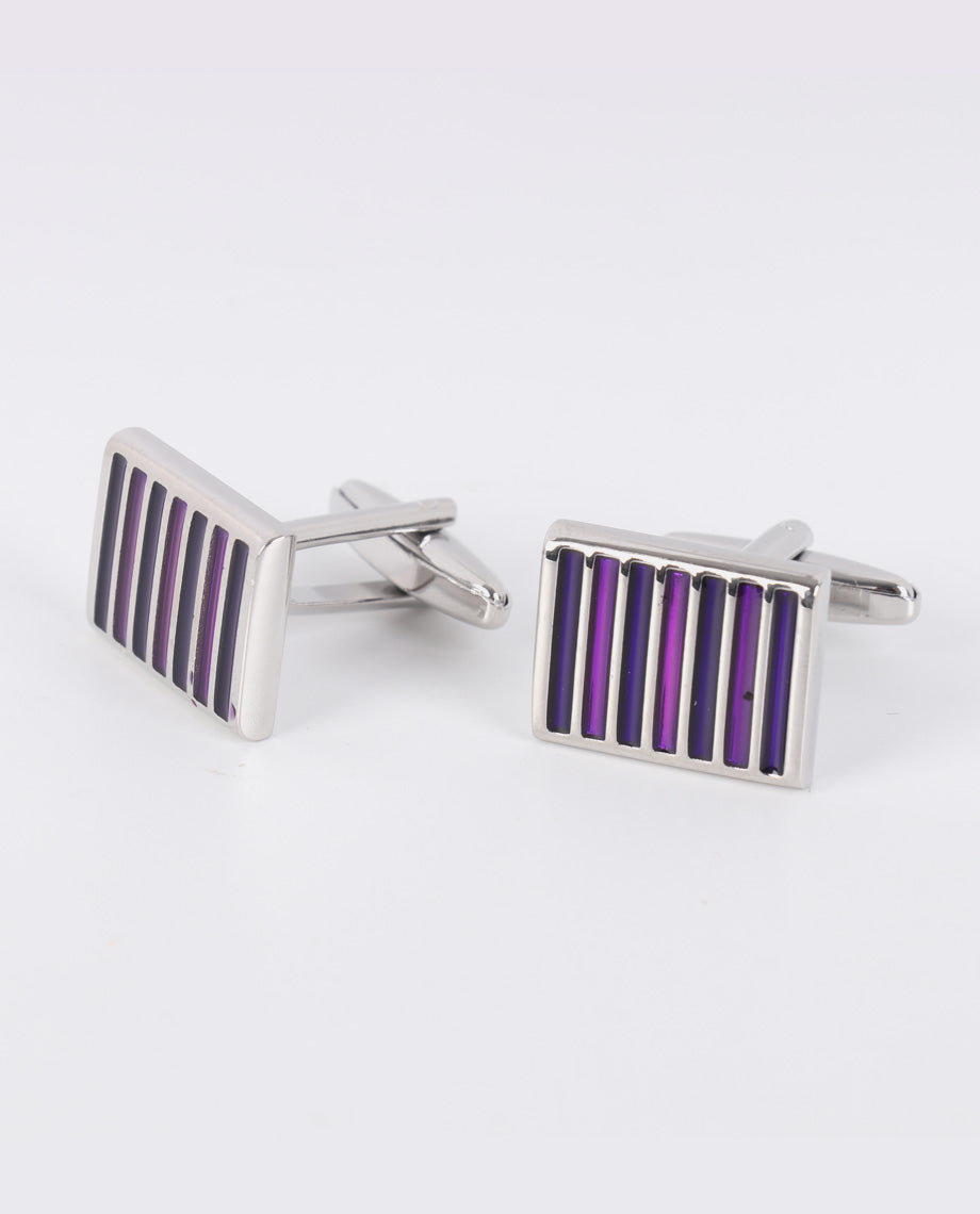 Purple and Silver Square Cufflinks