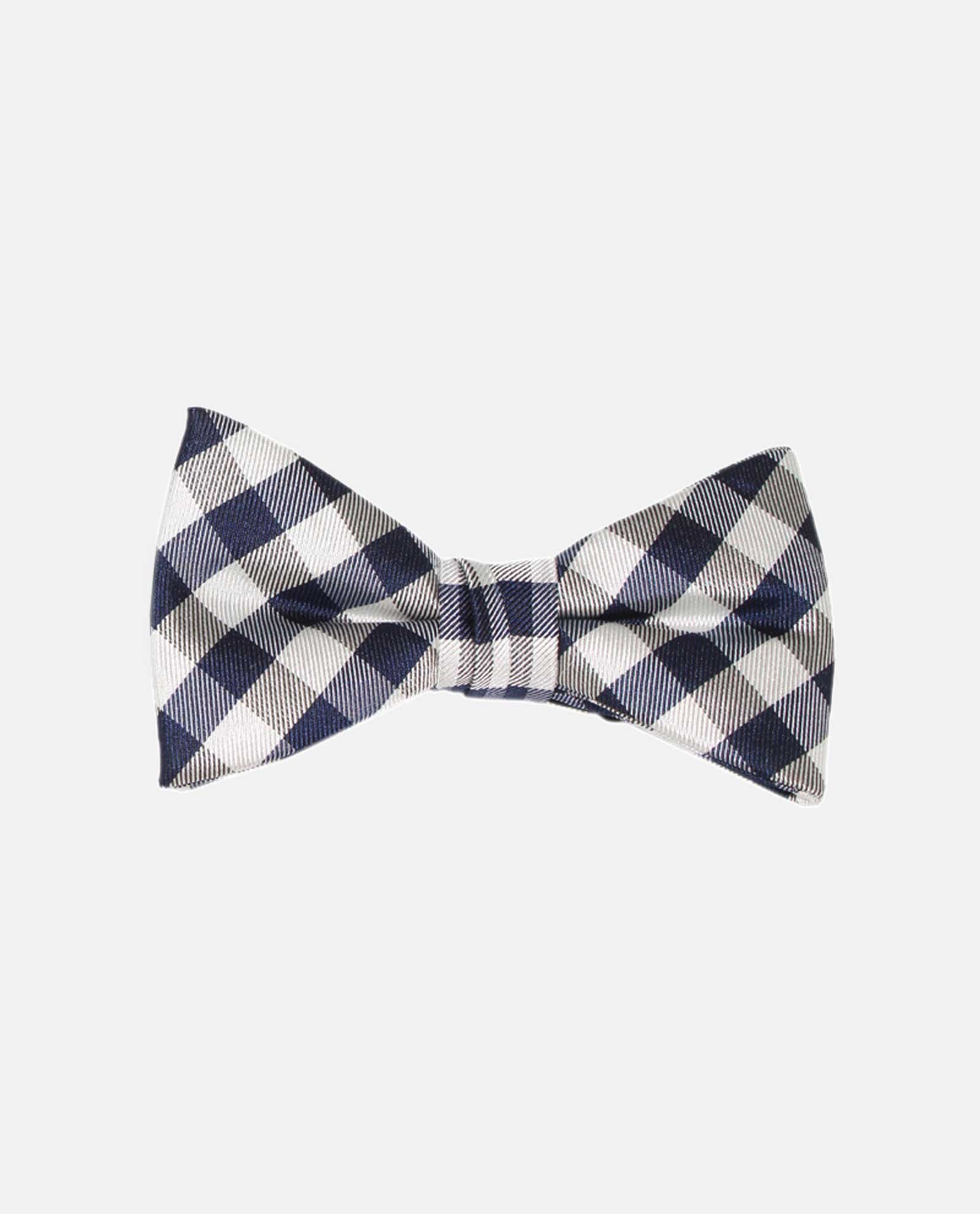 Navy and Ivory Check Bow Tie