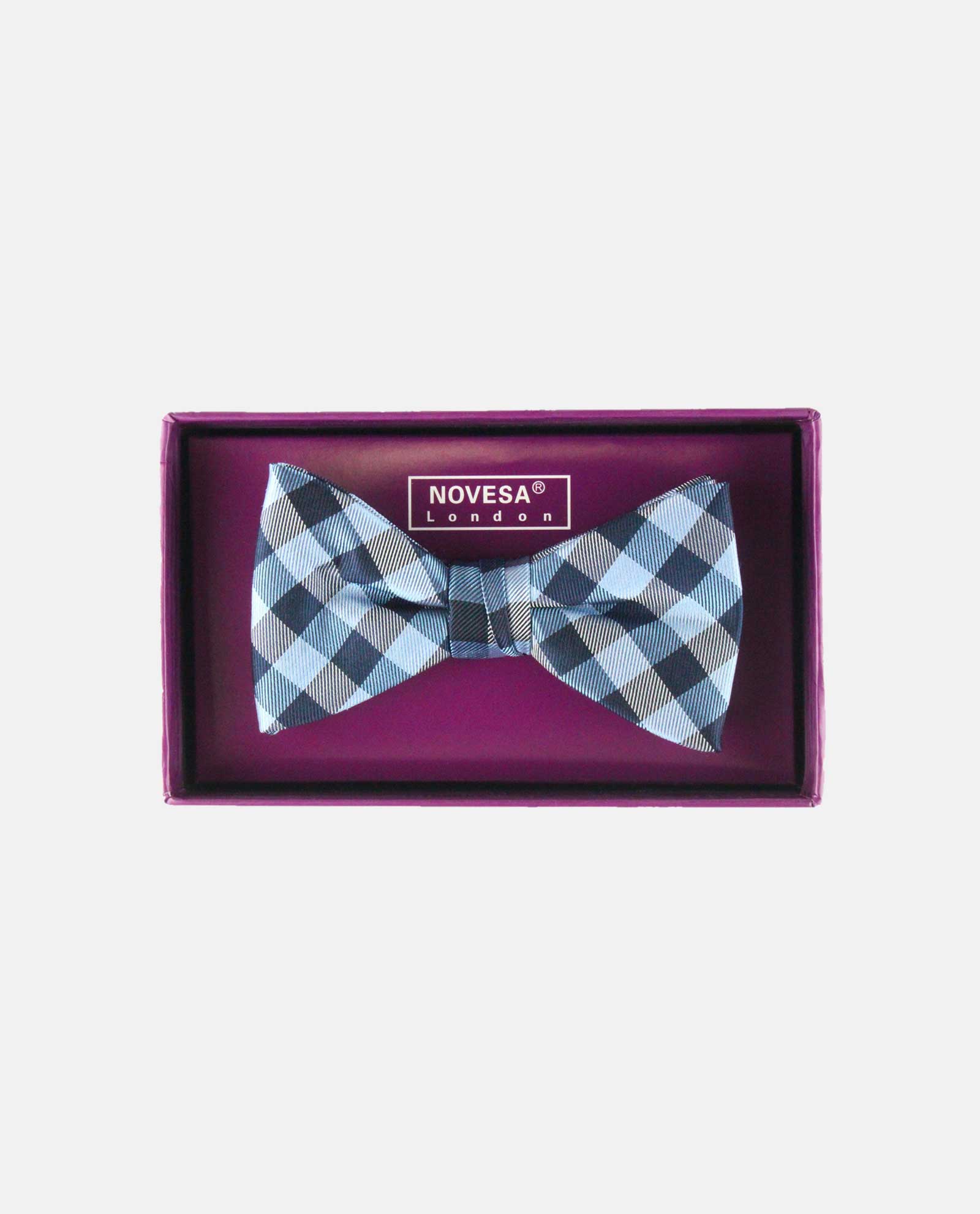 Blue Gingham Check Bow