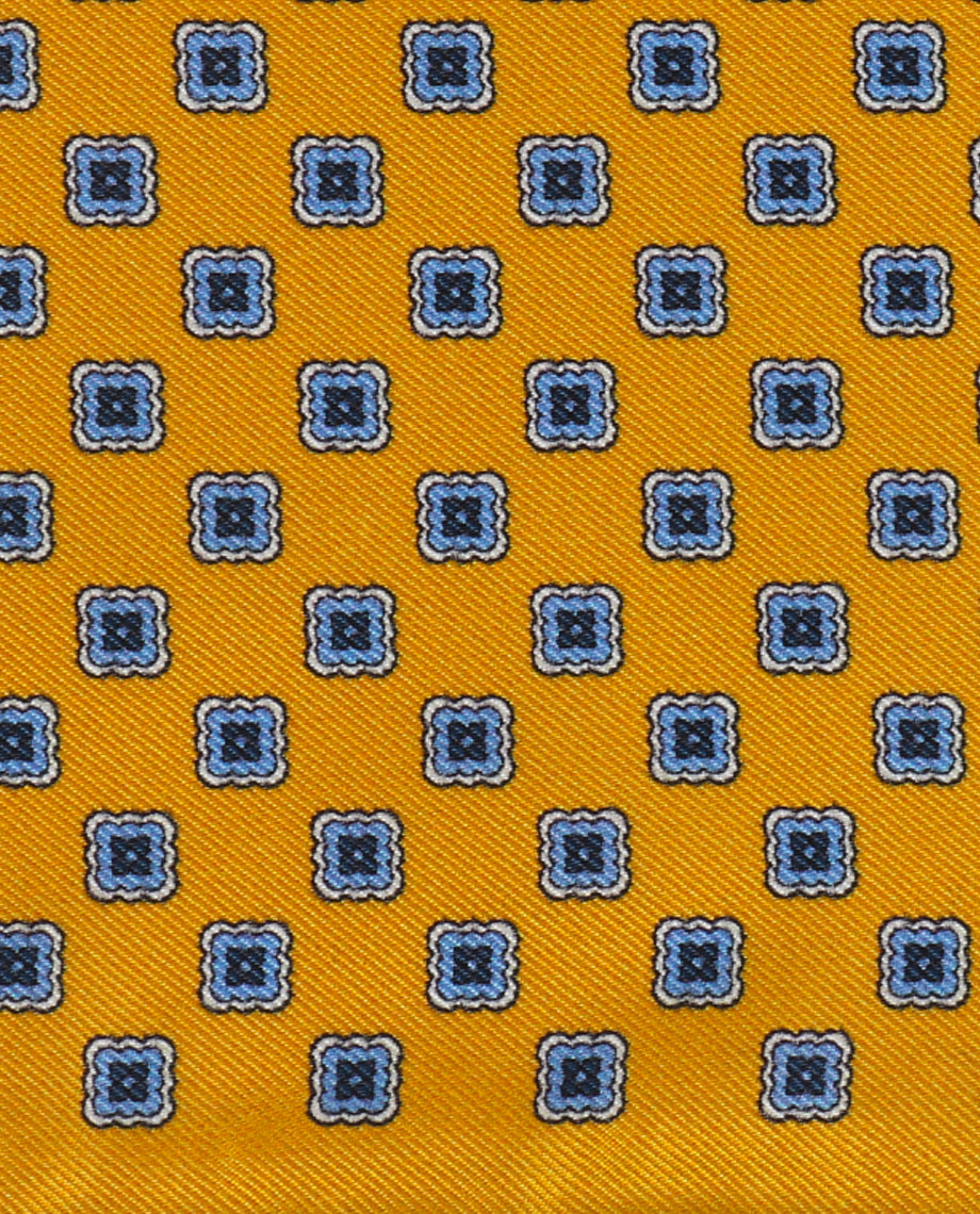 Blue Squares on Beige Handkerchief