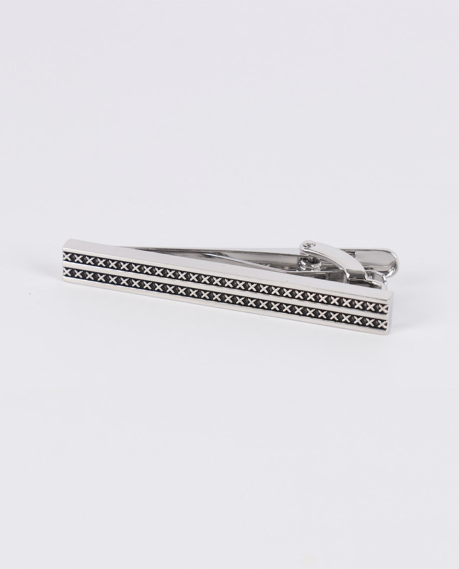 Silver and Black Tie Clip
