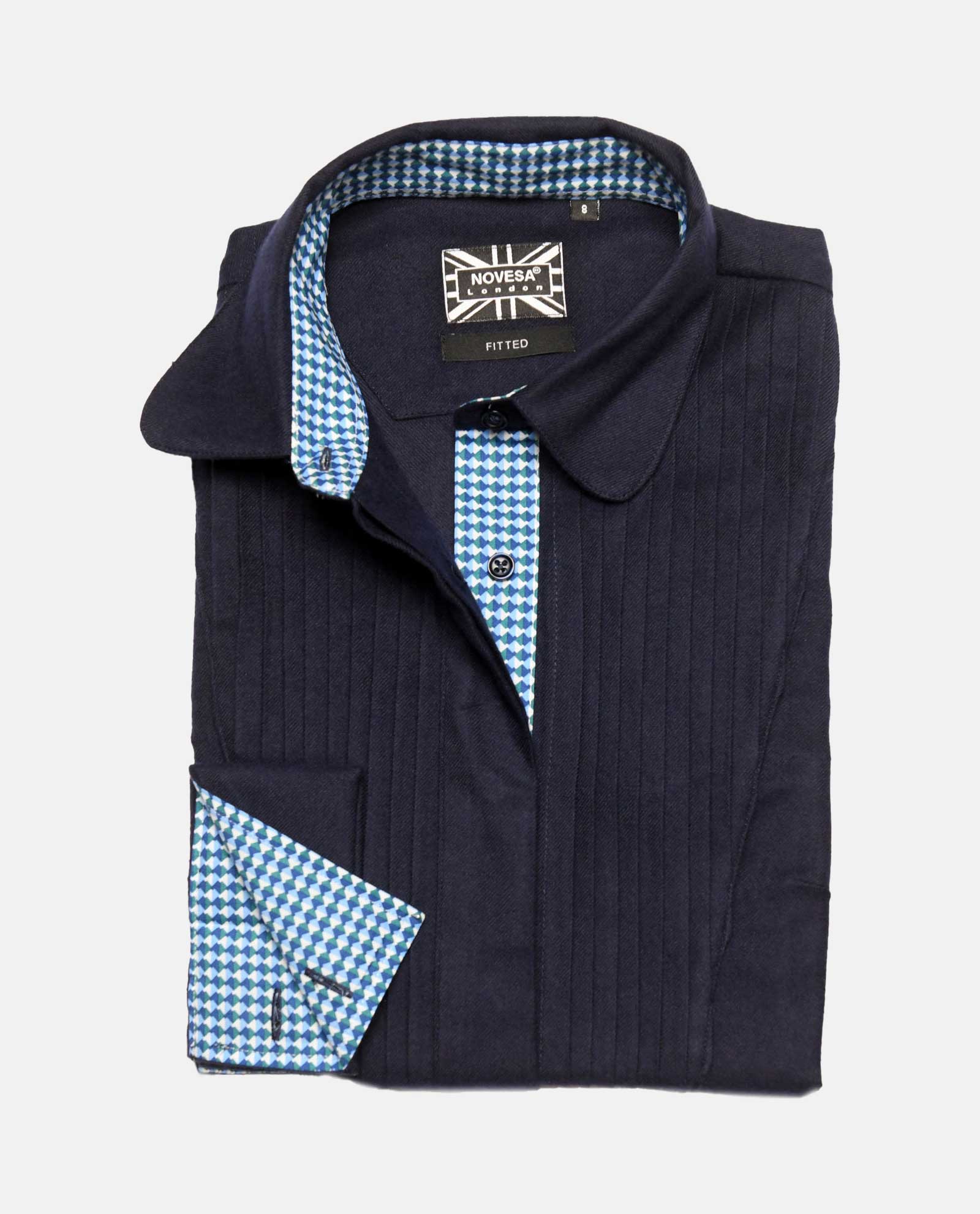 Deep Blue Pleated Fleece Shirt