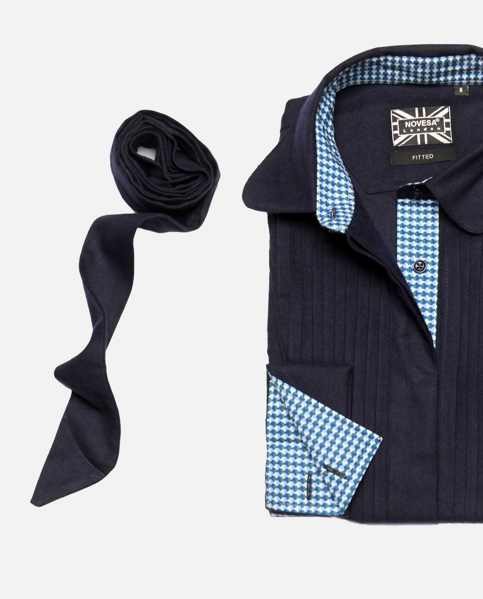 Deep Blue Pleated Fleece Shirt