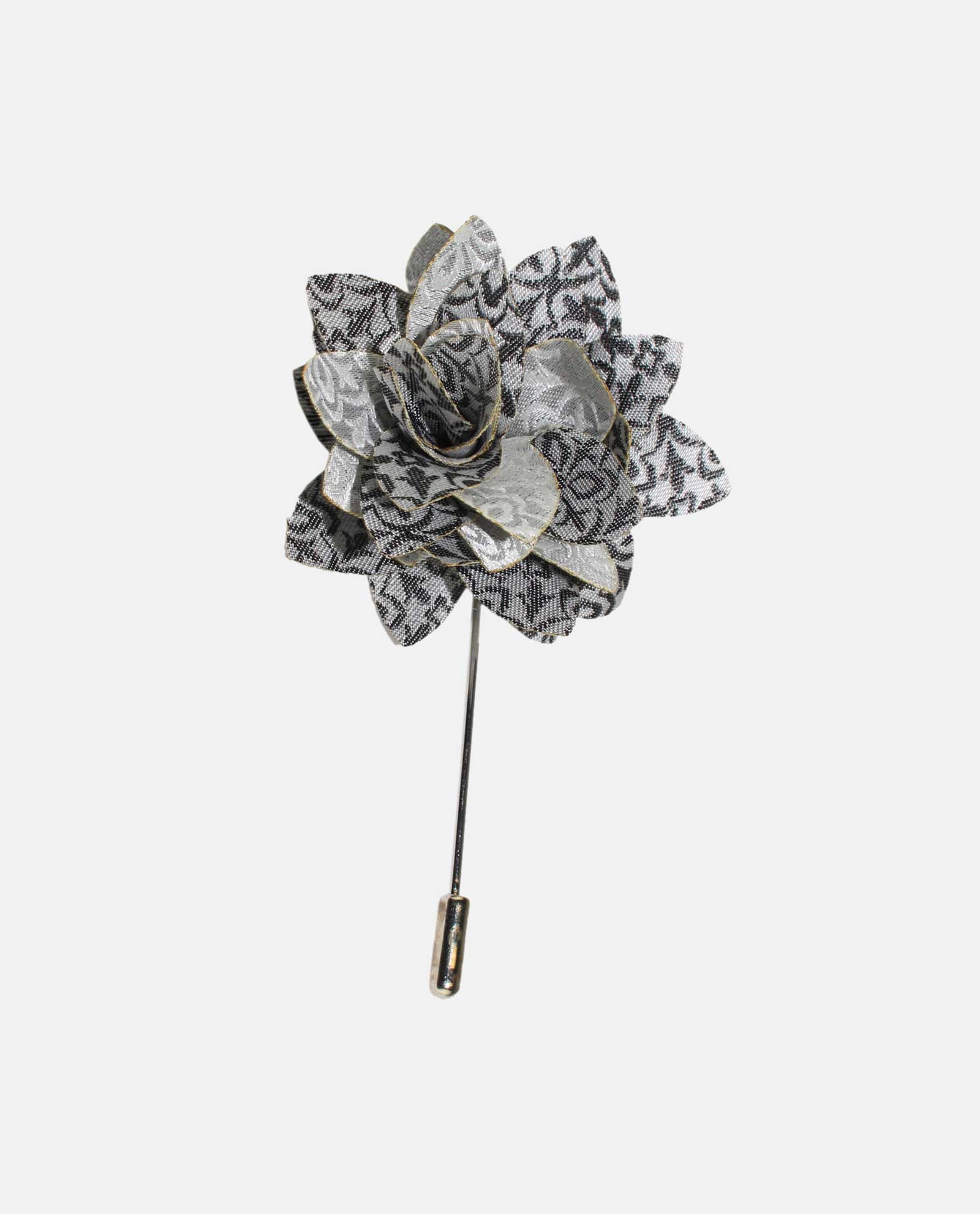 Black Paisley on White Lapel Pin