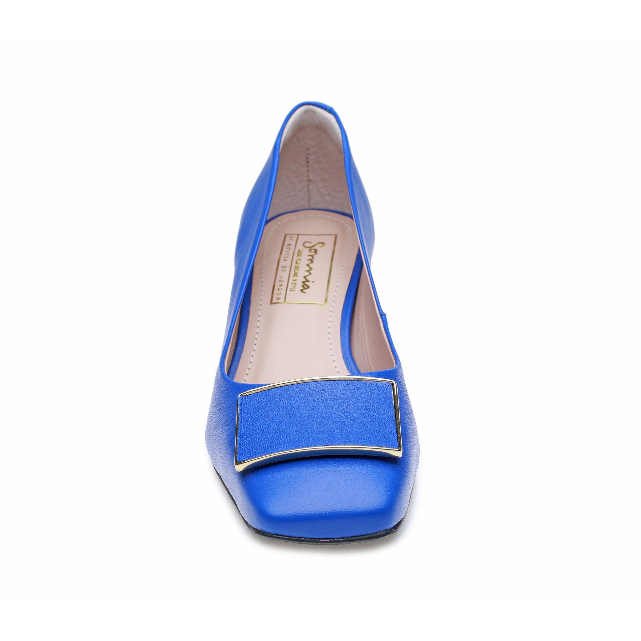 Blue Block Heel Pump