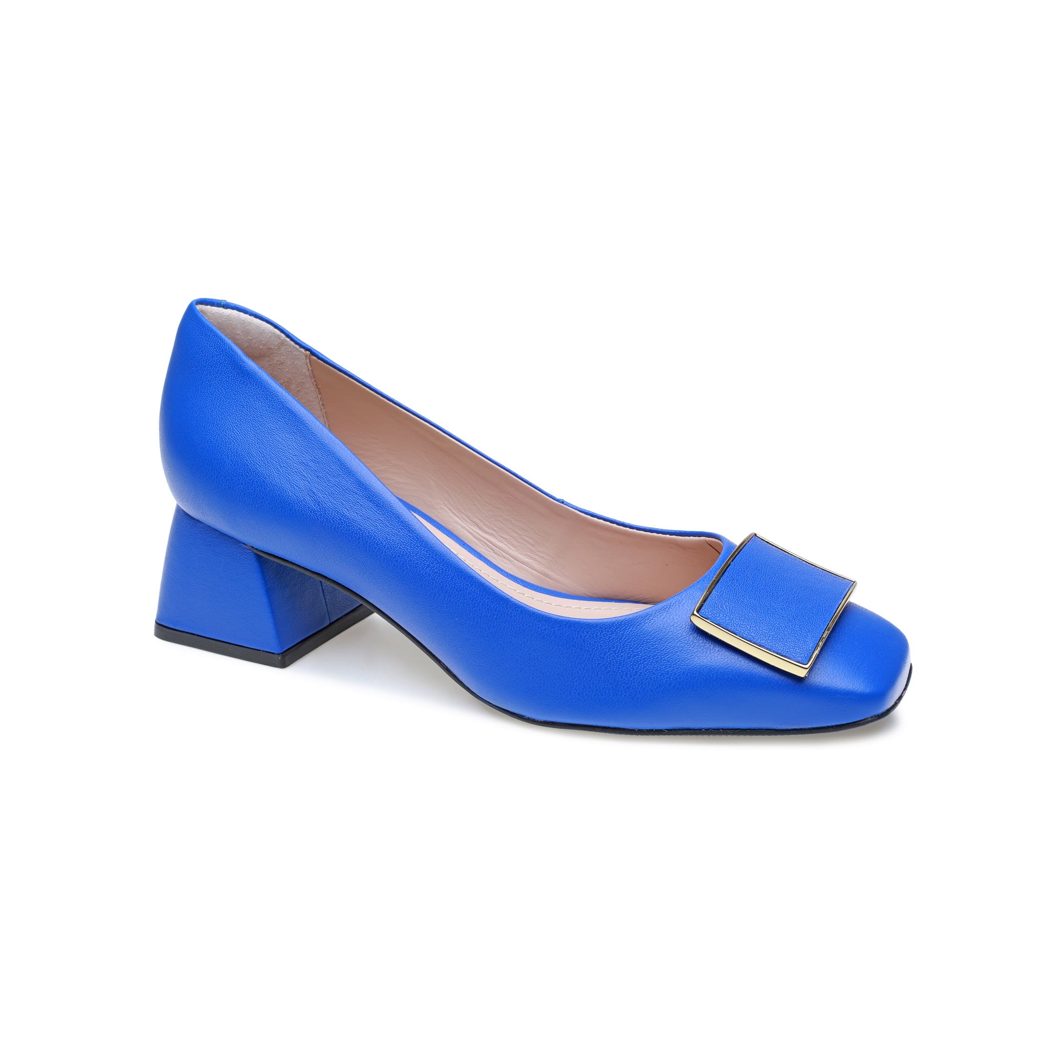 Blue Block Heel Pump