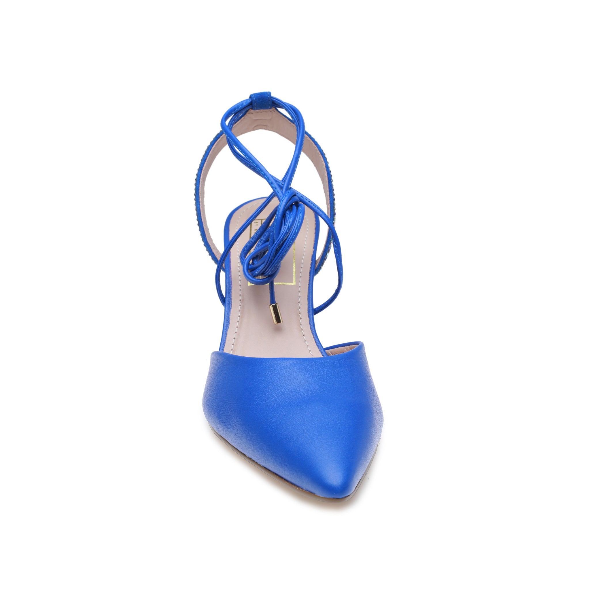 Lapis Blue Jewelled Ankle Strap Heels