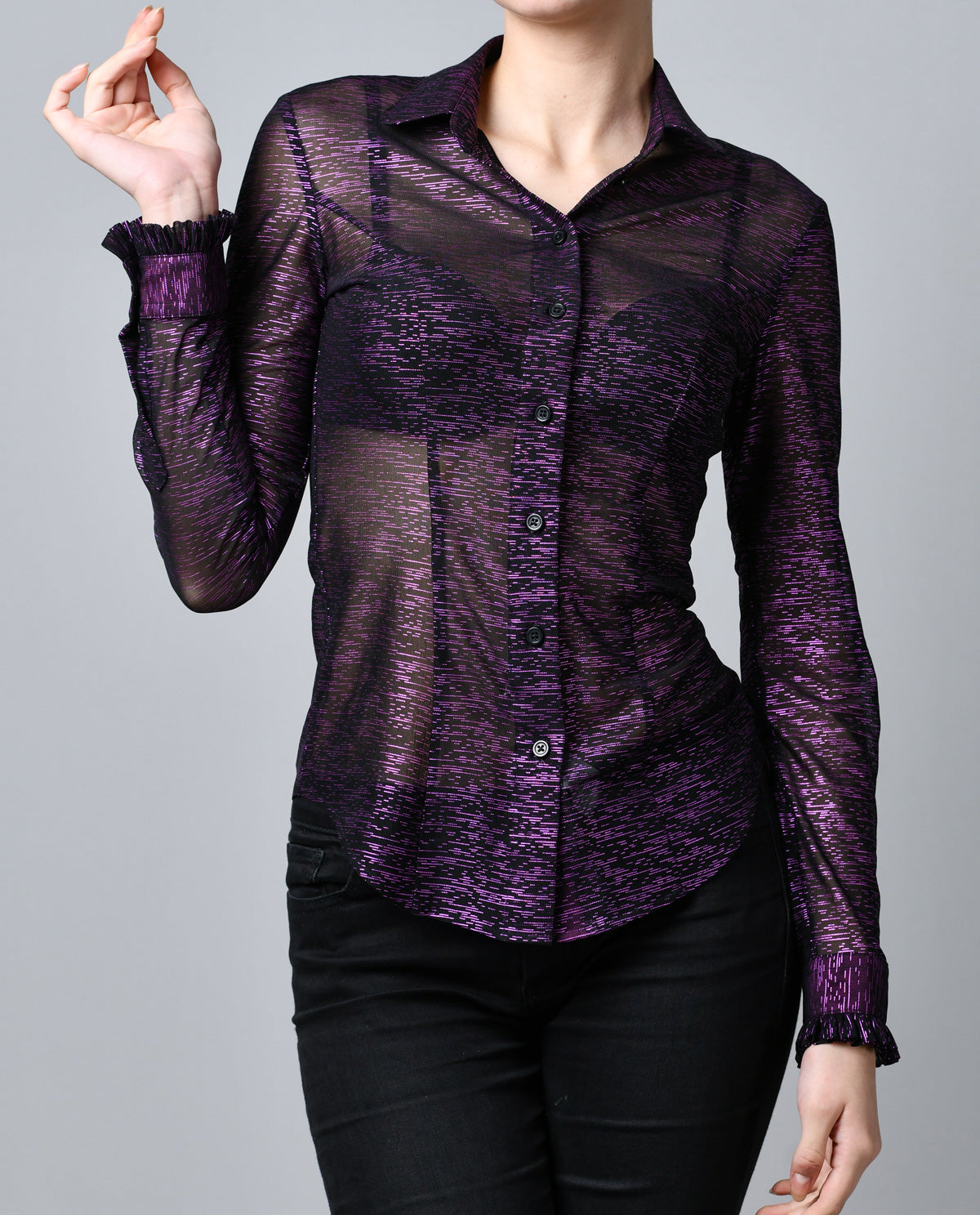 Sheer Black with Purple Slivers