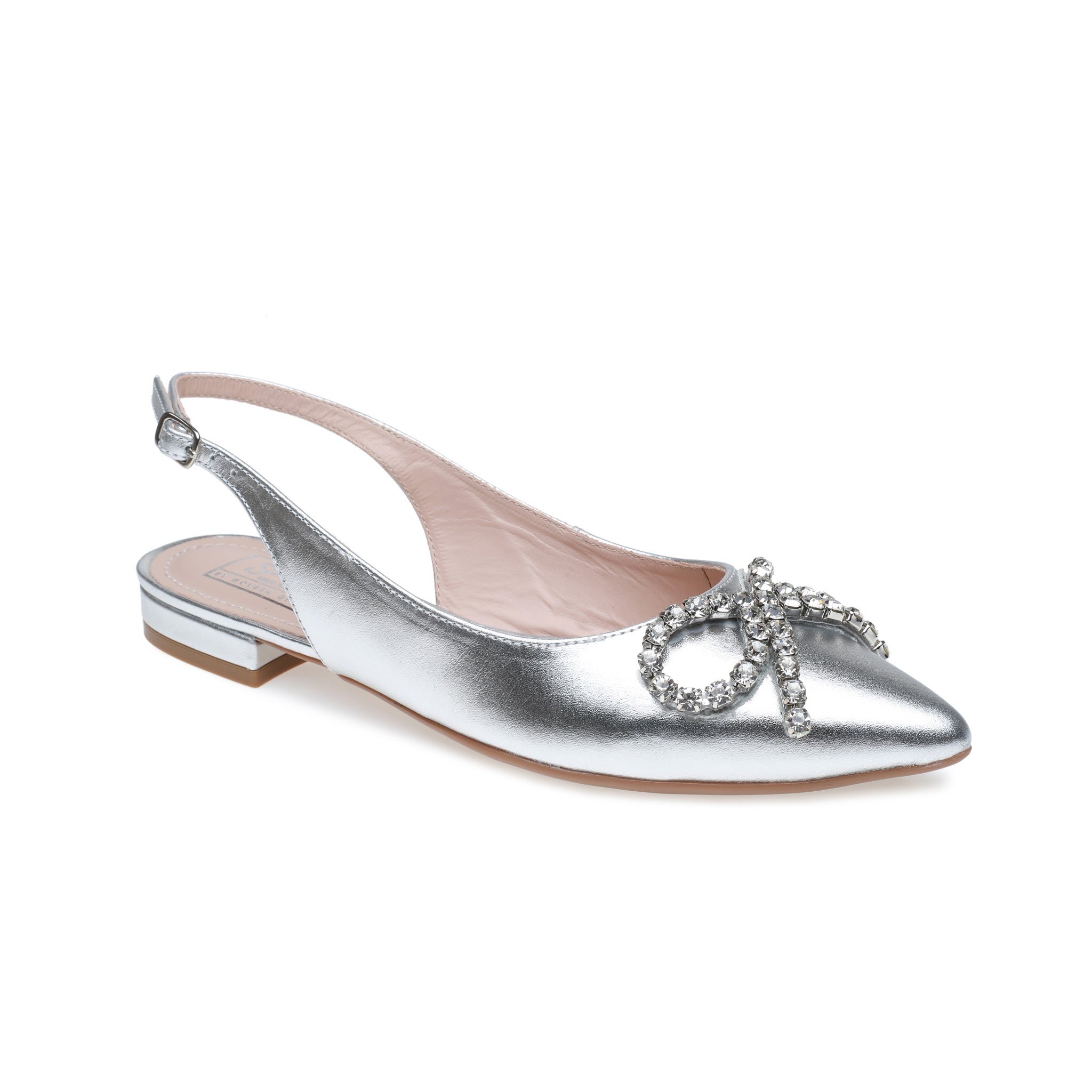 Silver Sling Back Ballerina Flats