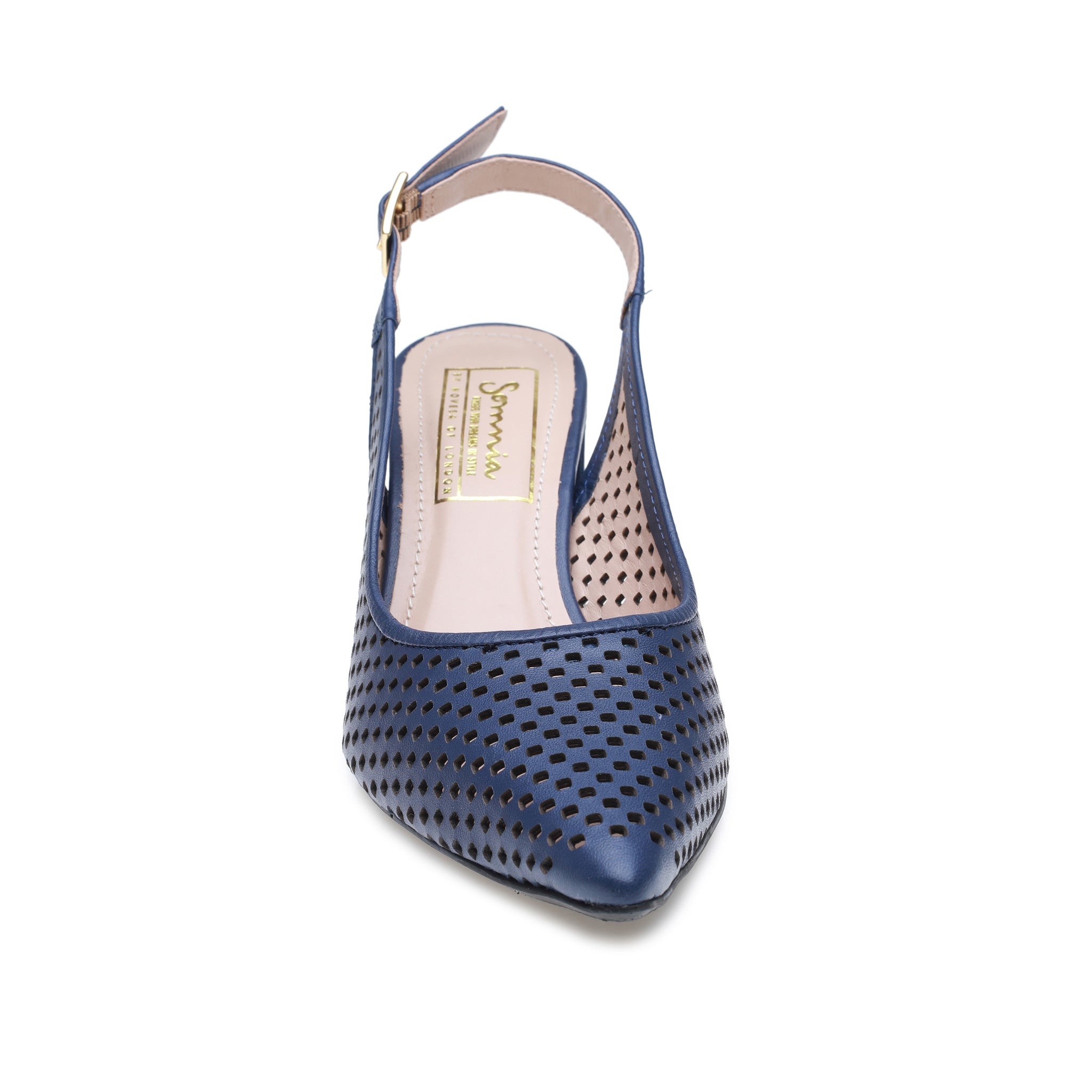 Denim Blue Perforated Sling Back