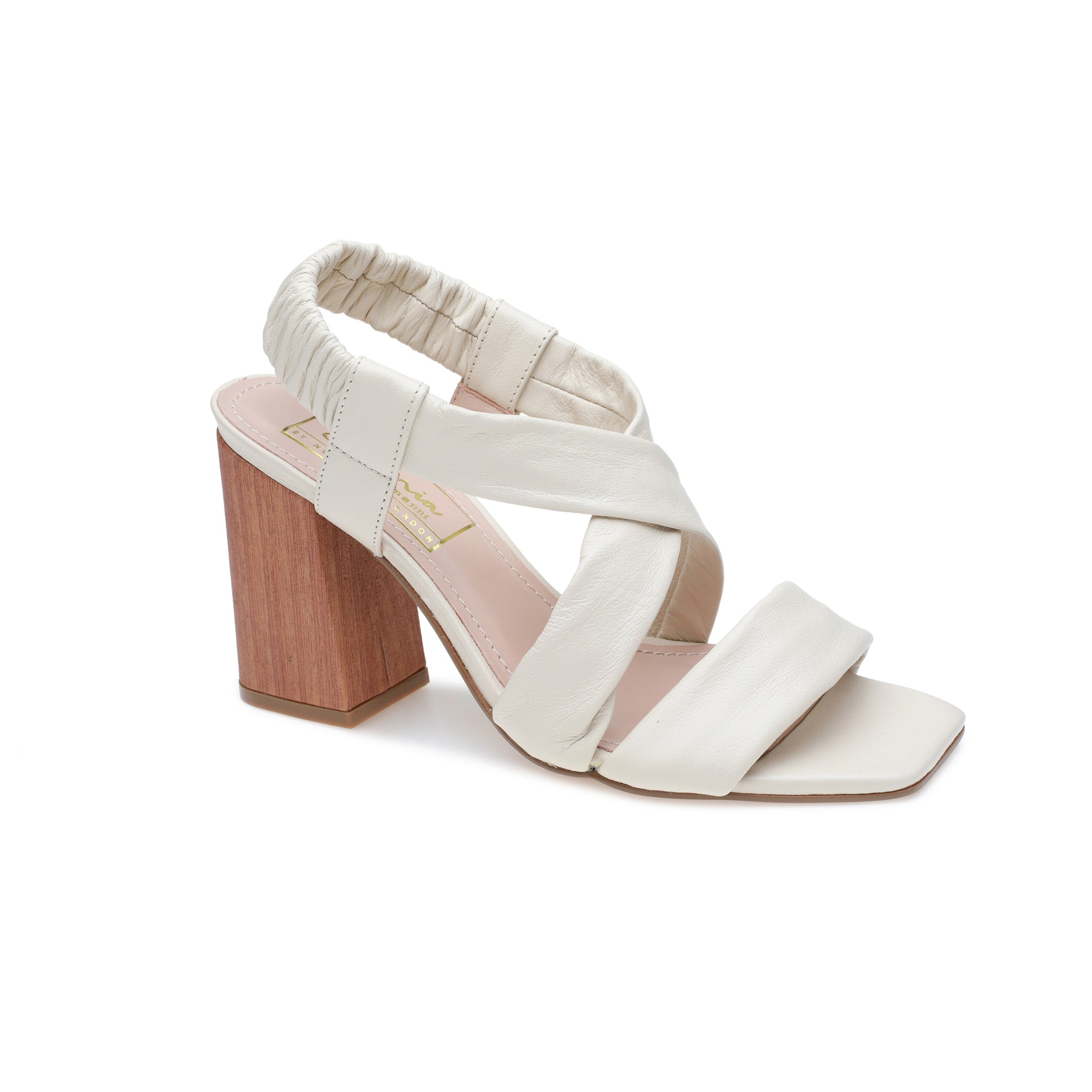 Off White Leather Cross Over Sandals