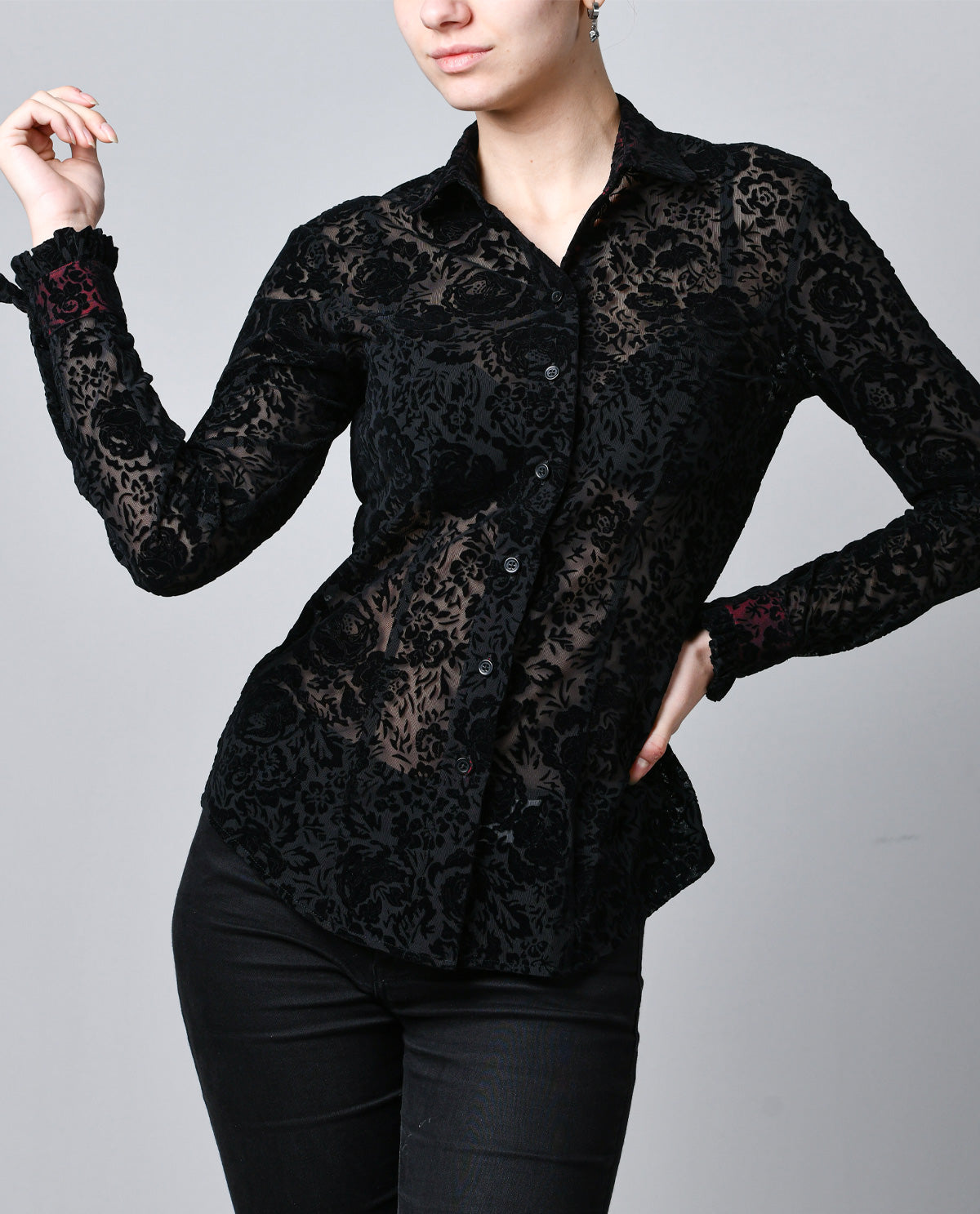 Velvet Flocked Blouse