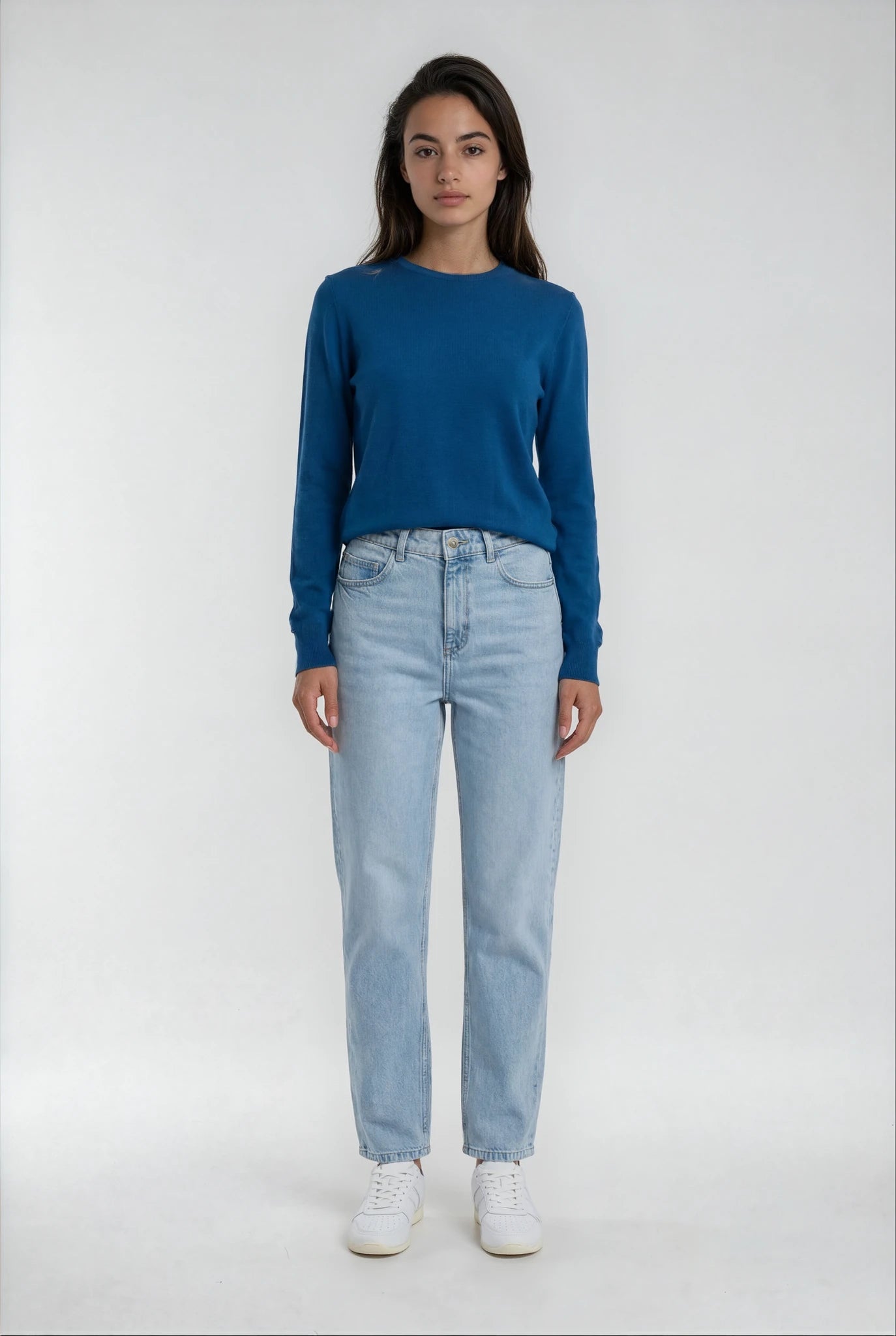 Women’s Extra Fine Merino Wool Crew Neck (Sapphire Blue)