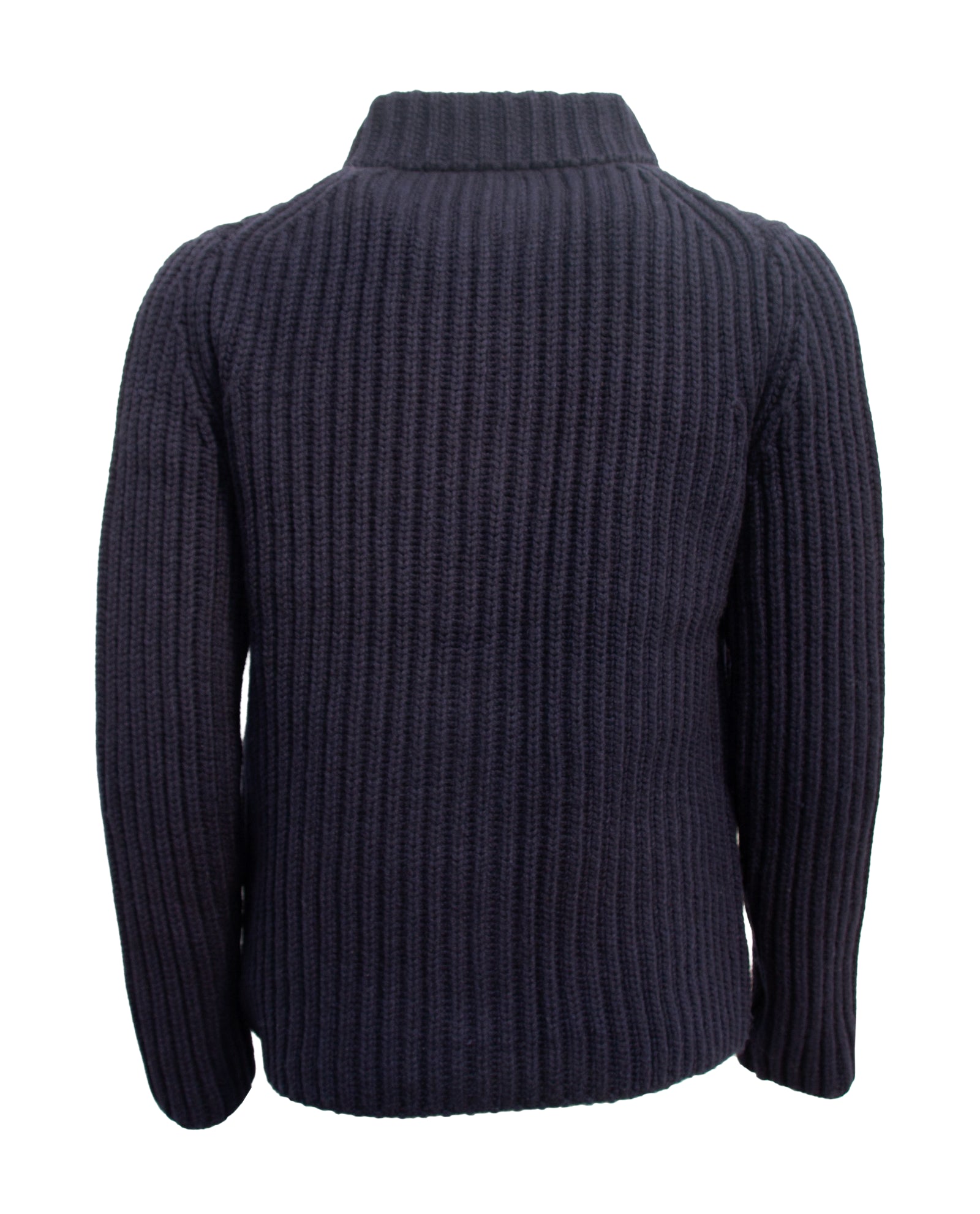 Heavy Lambswool Chunky Knit Cardigan - Navy