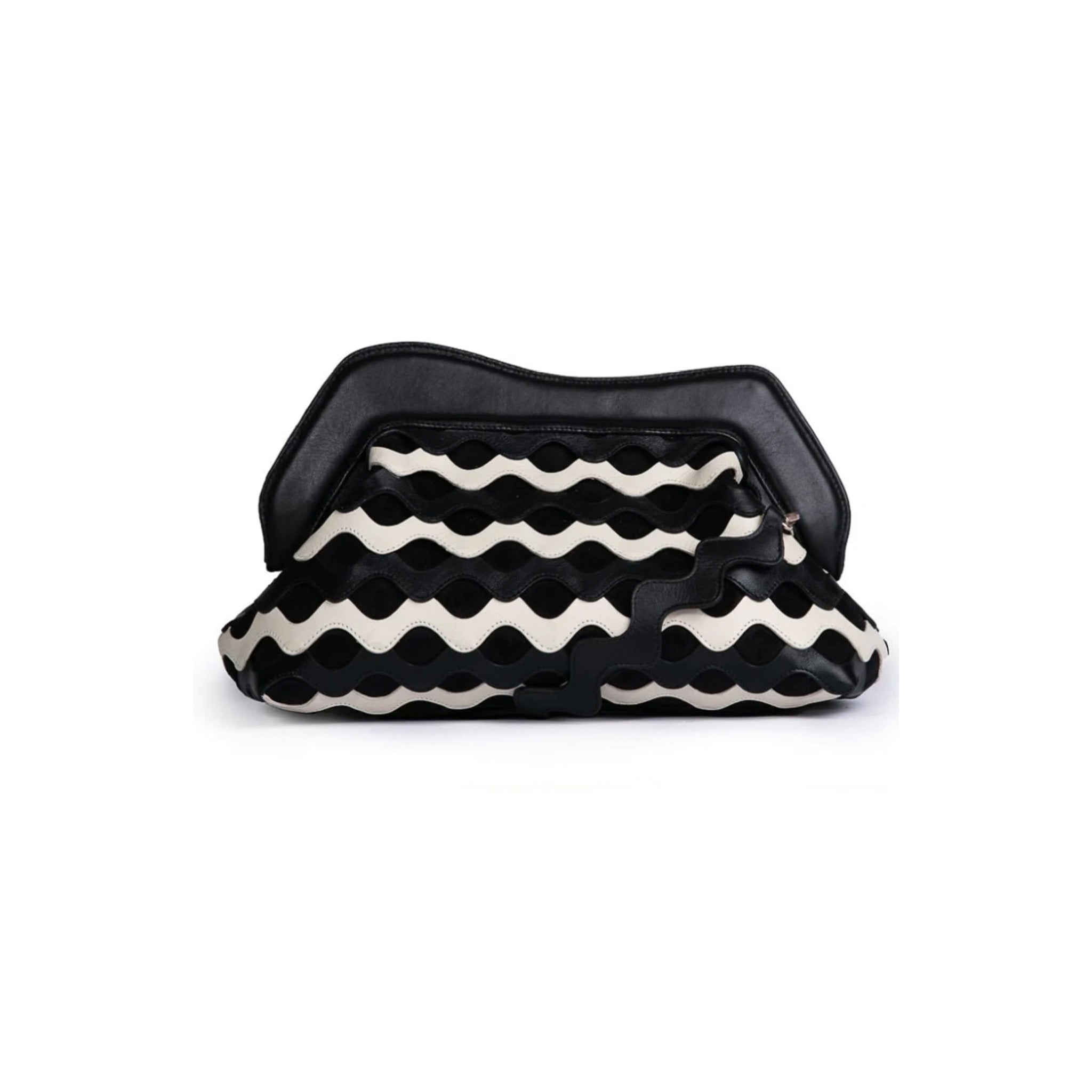 Waves Clutch in Off-White and Black