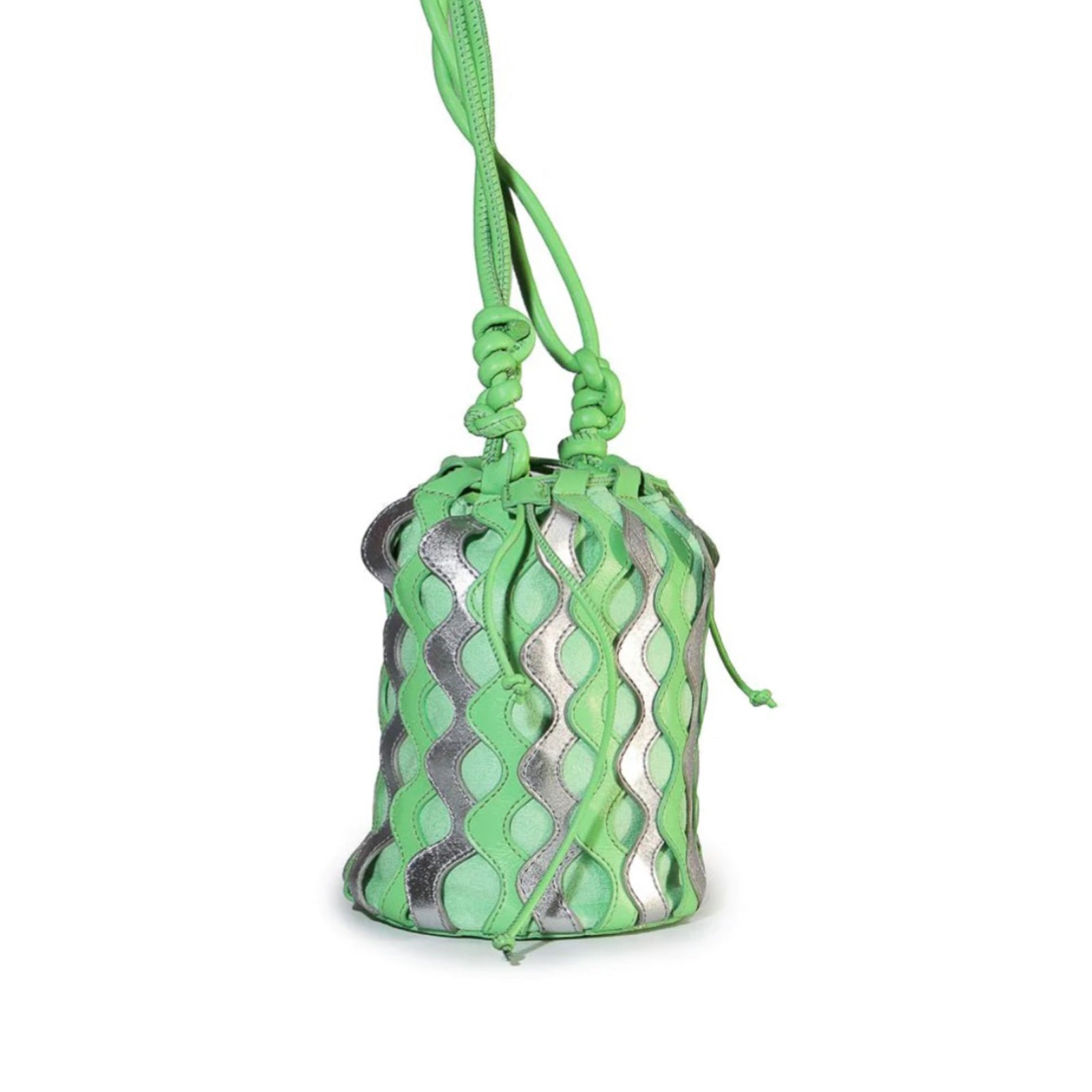Waves Silver and Green Bucket Bag
