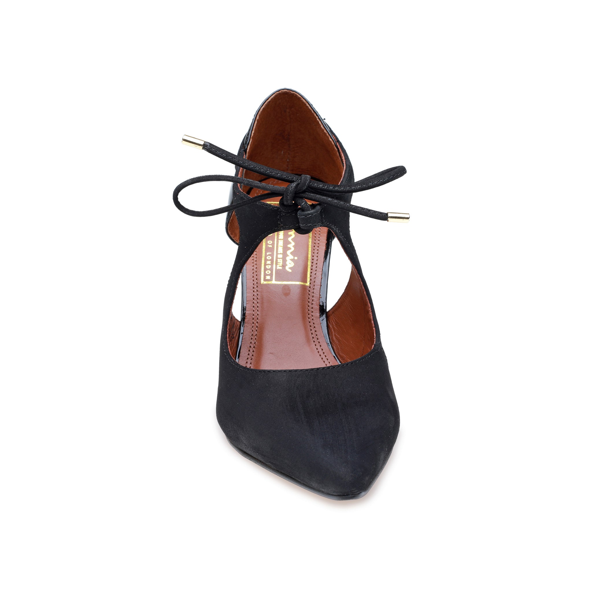 Brushed Black Ankle Strap Heel