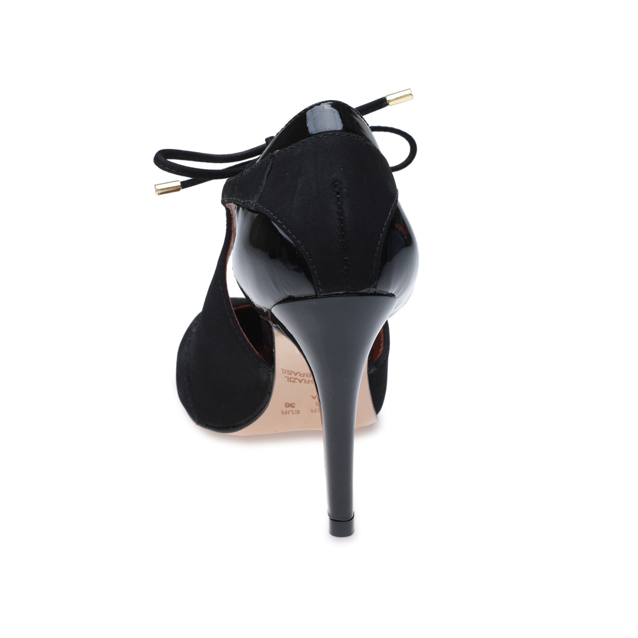 Brushed Black Ankle Strap Heel