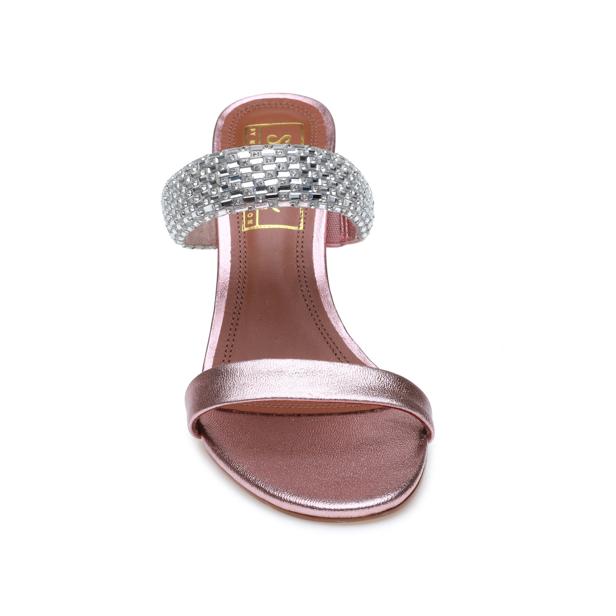 Metallic Rose Gold Mule with Jewels