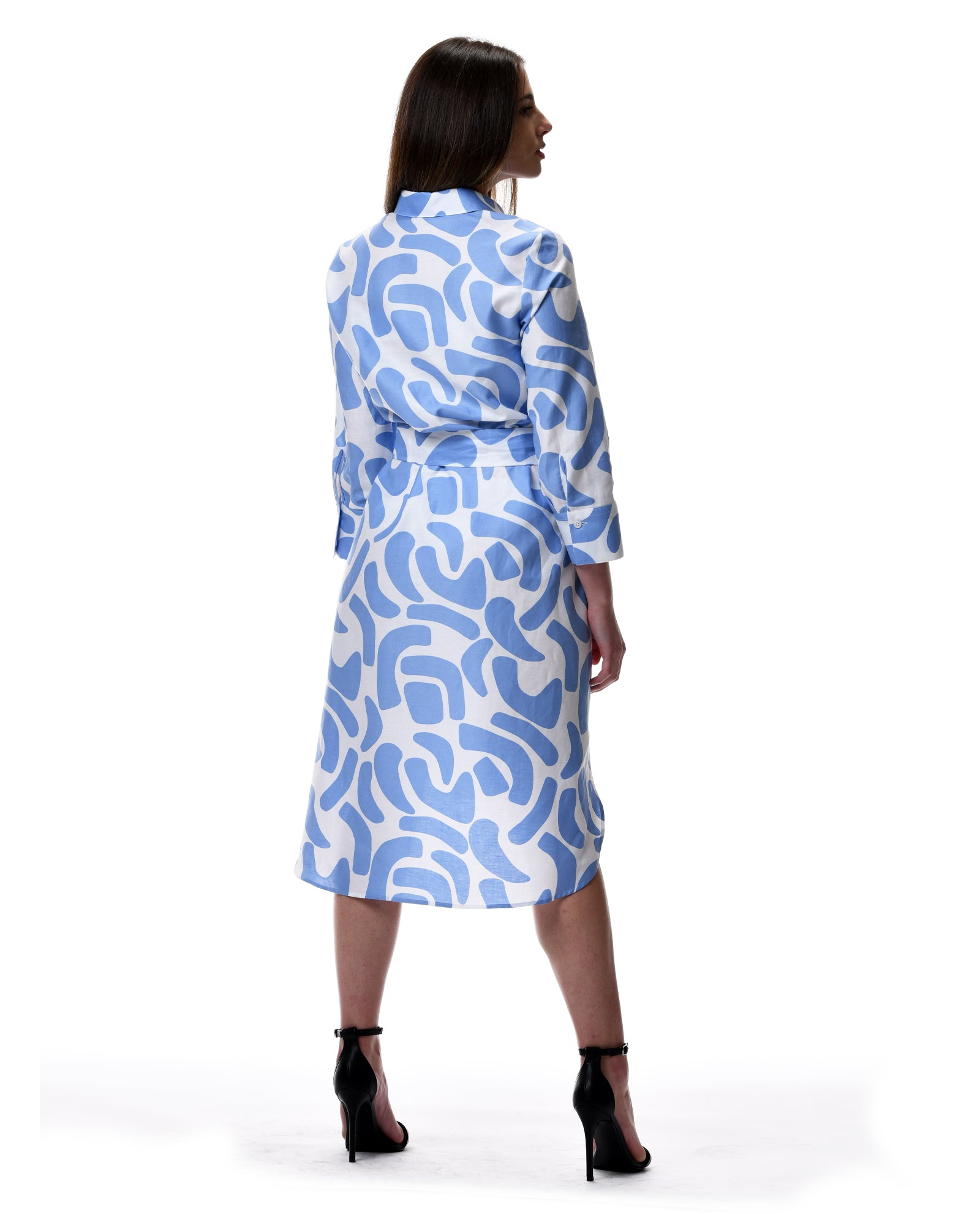 Emma Dress – Sky Blue Abstract