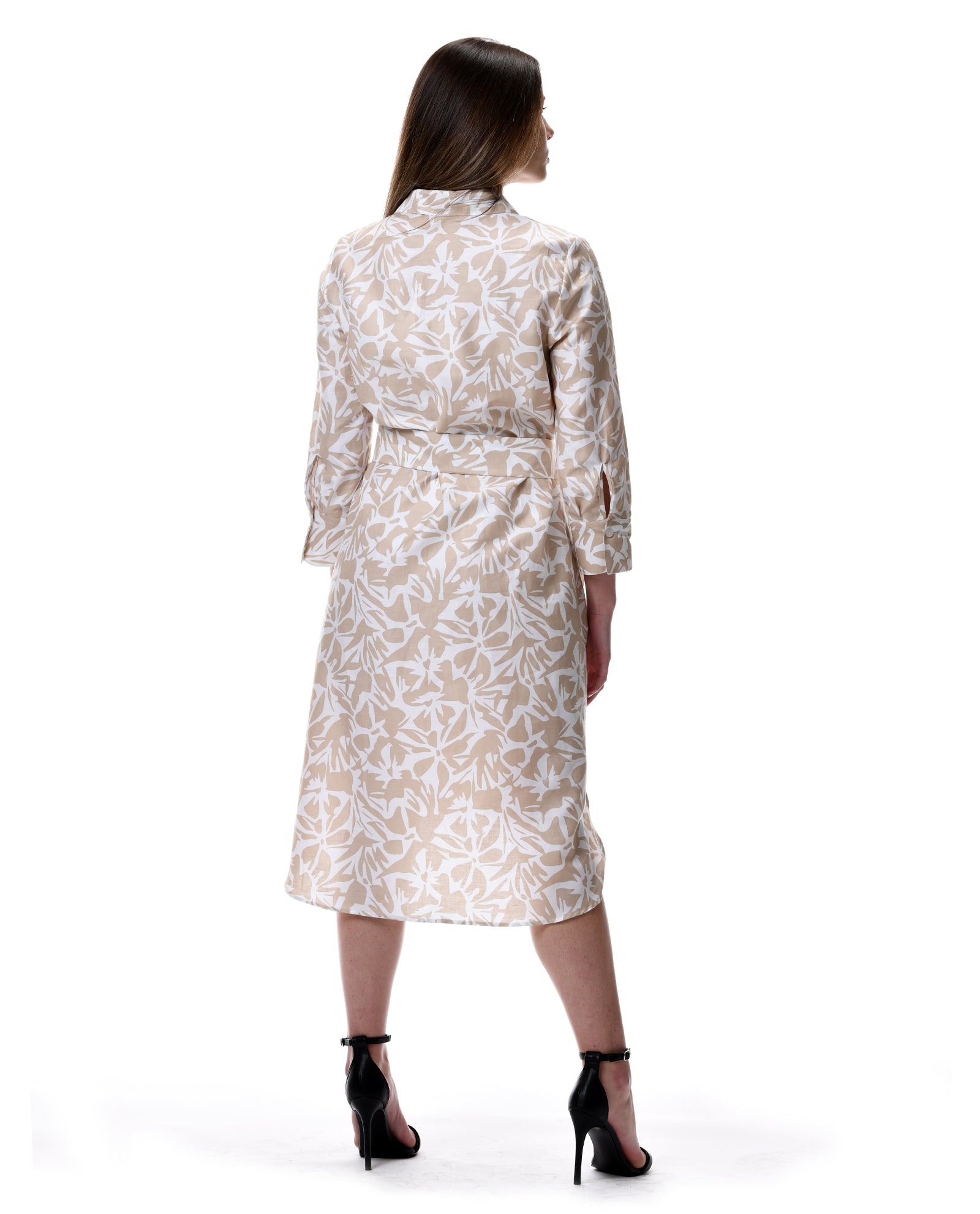 Emma Dress – Beige & White Botanical Edition
