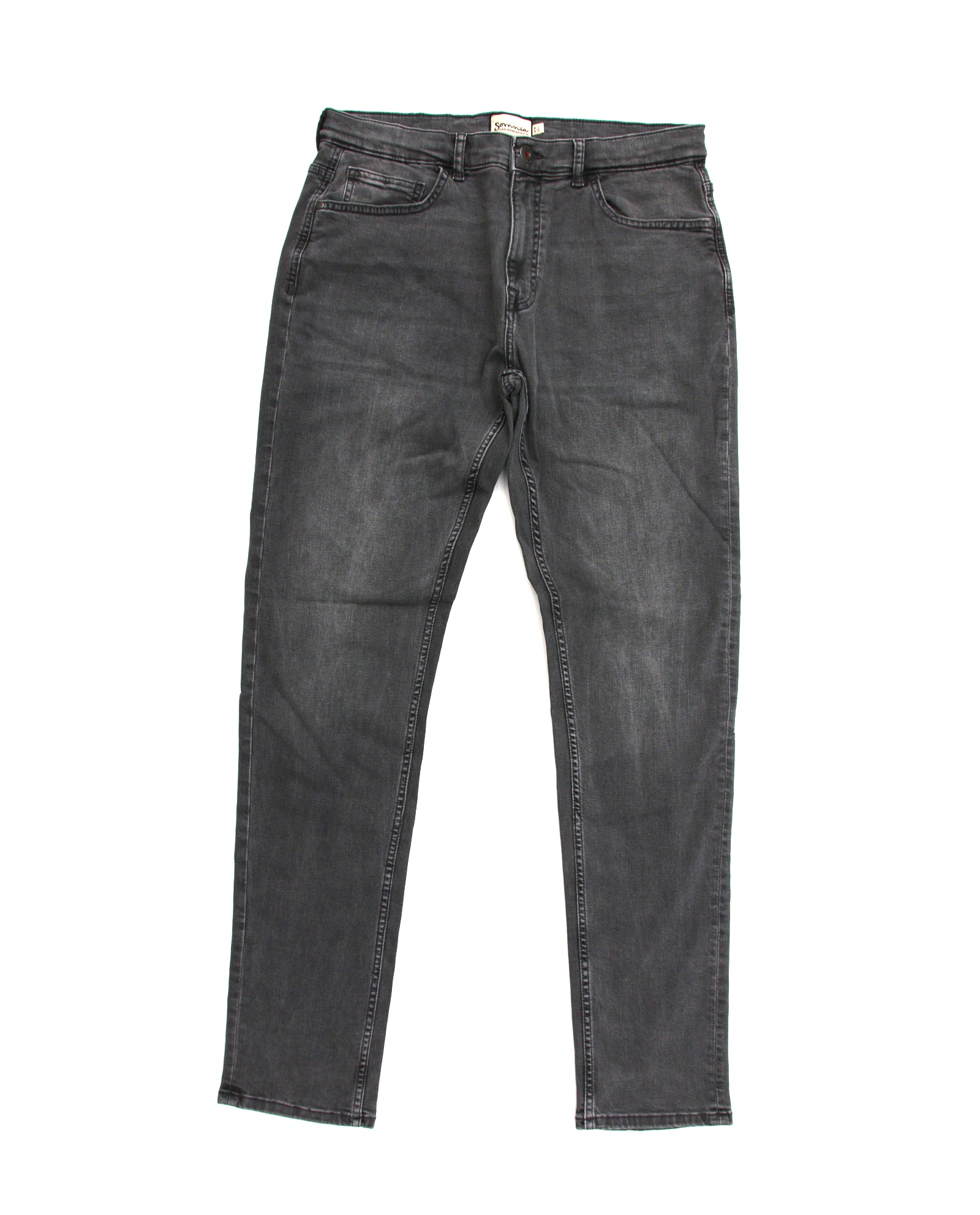 Somnia Men's Washed Grey Comfort-Stretch Jeans
