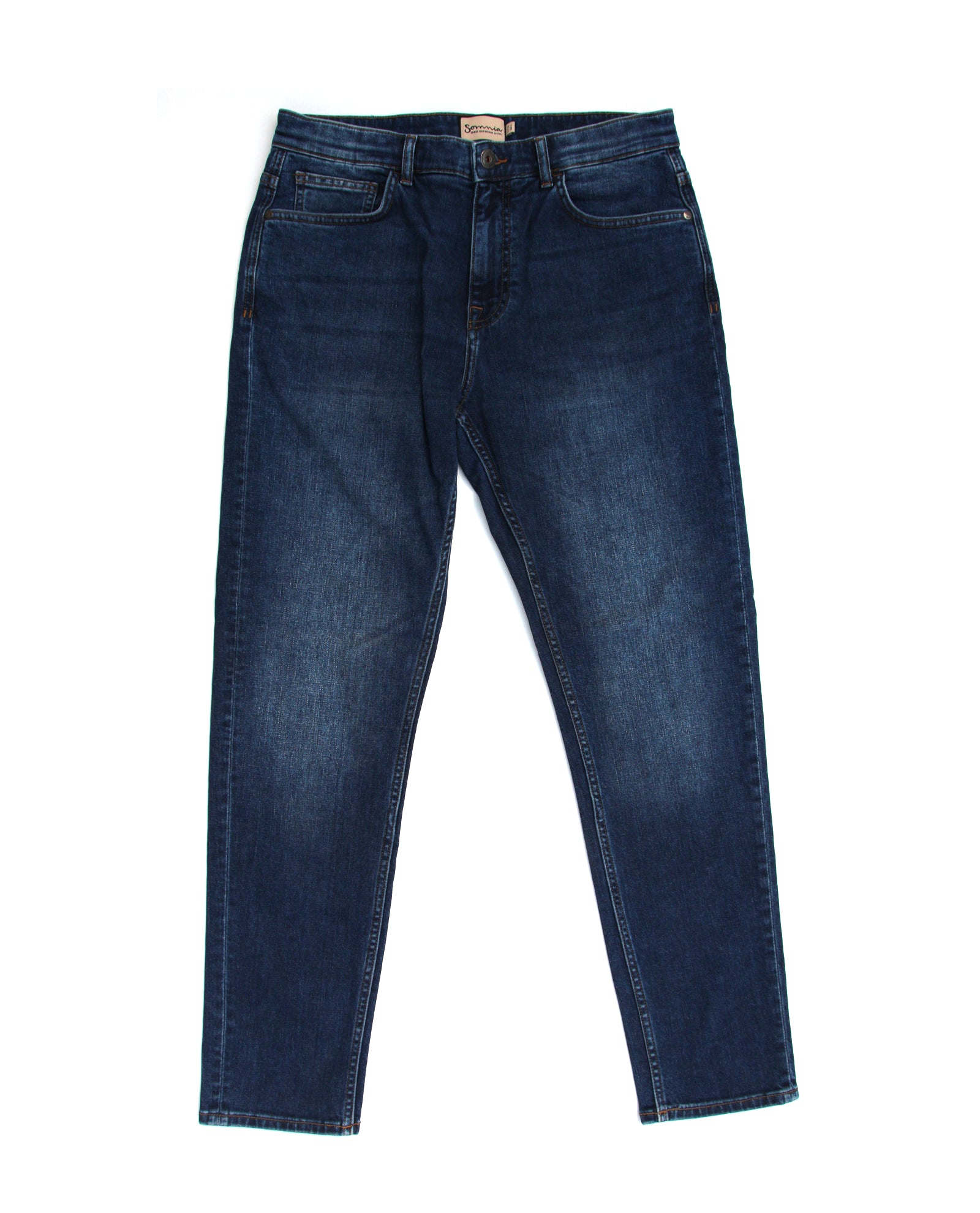 Somnia Men's Mid-Blue Comfort-Stretch Jeans