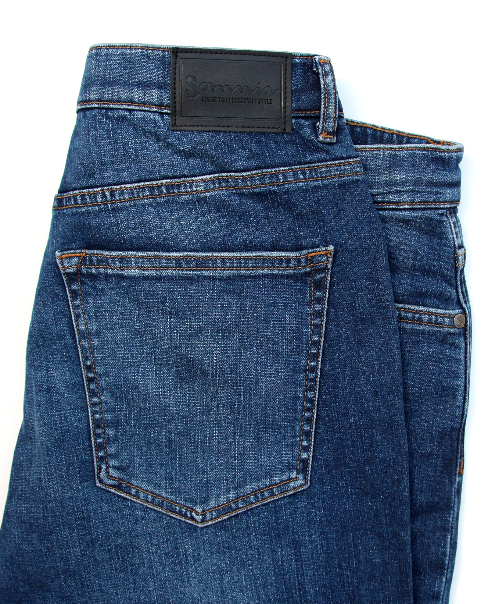 Somnia Men's Mid-Blue Comfort-Stretch Jeans
