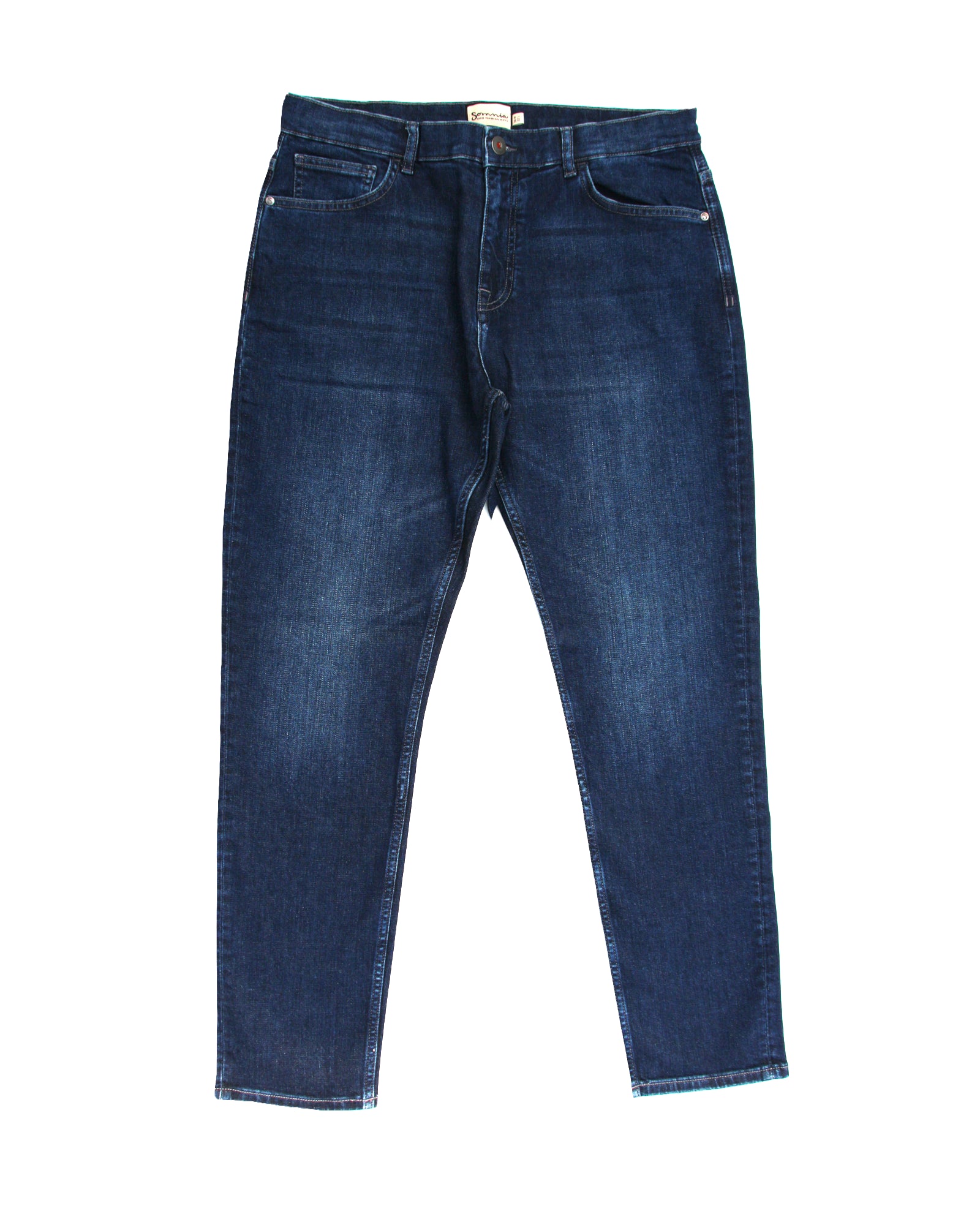 Somnia Men's Teal-Infused Deep Blue Stretch Jeans