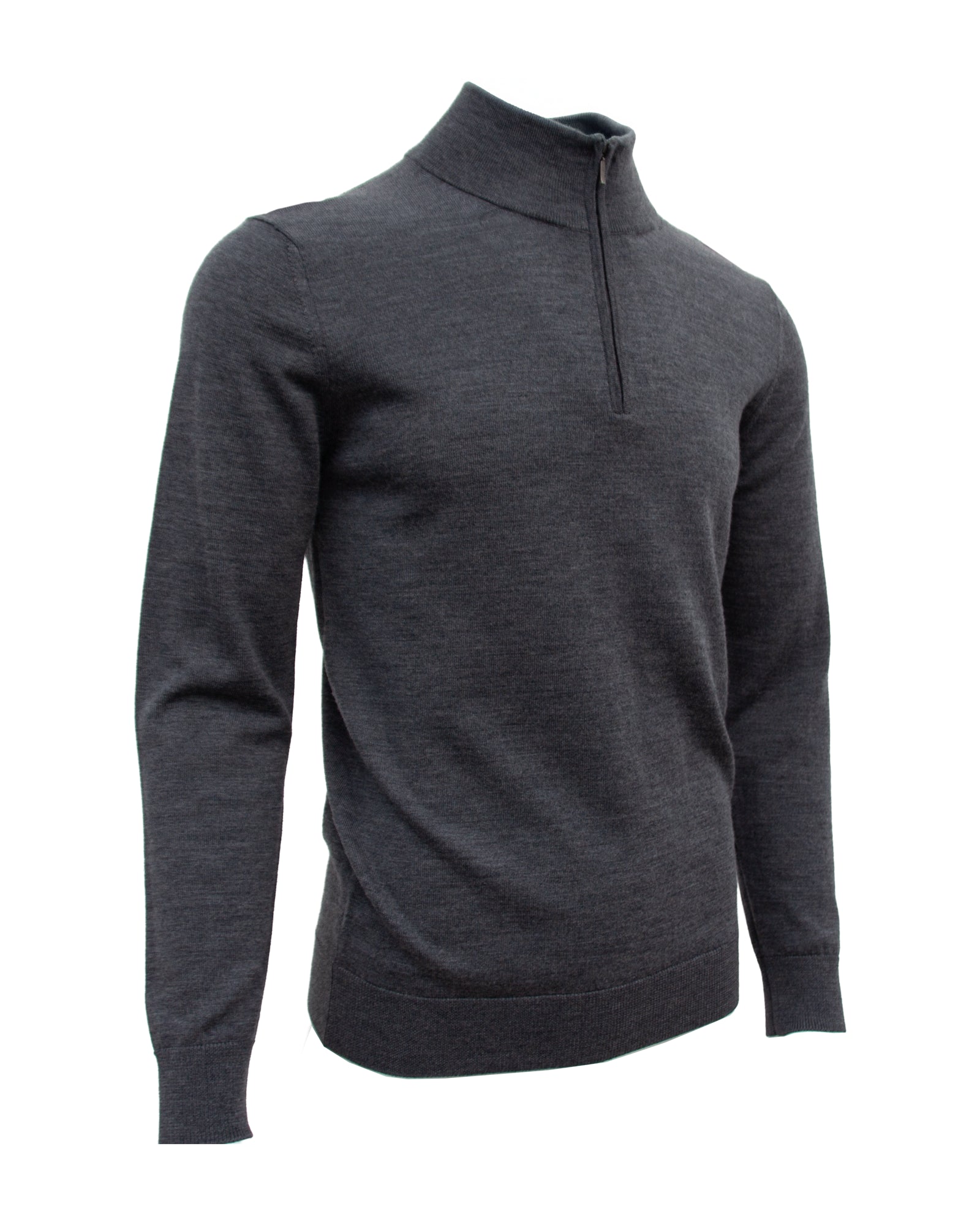 Men’s Extra-Fine Merino Wool Quarter-Zip Sweater — Charcoal Grey