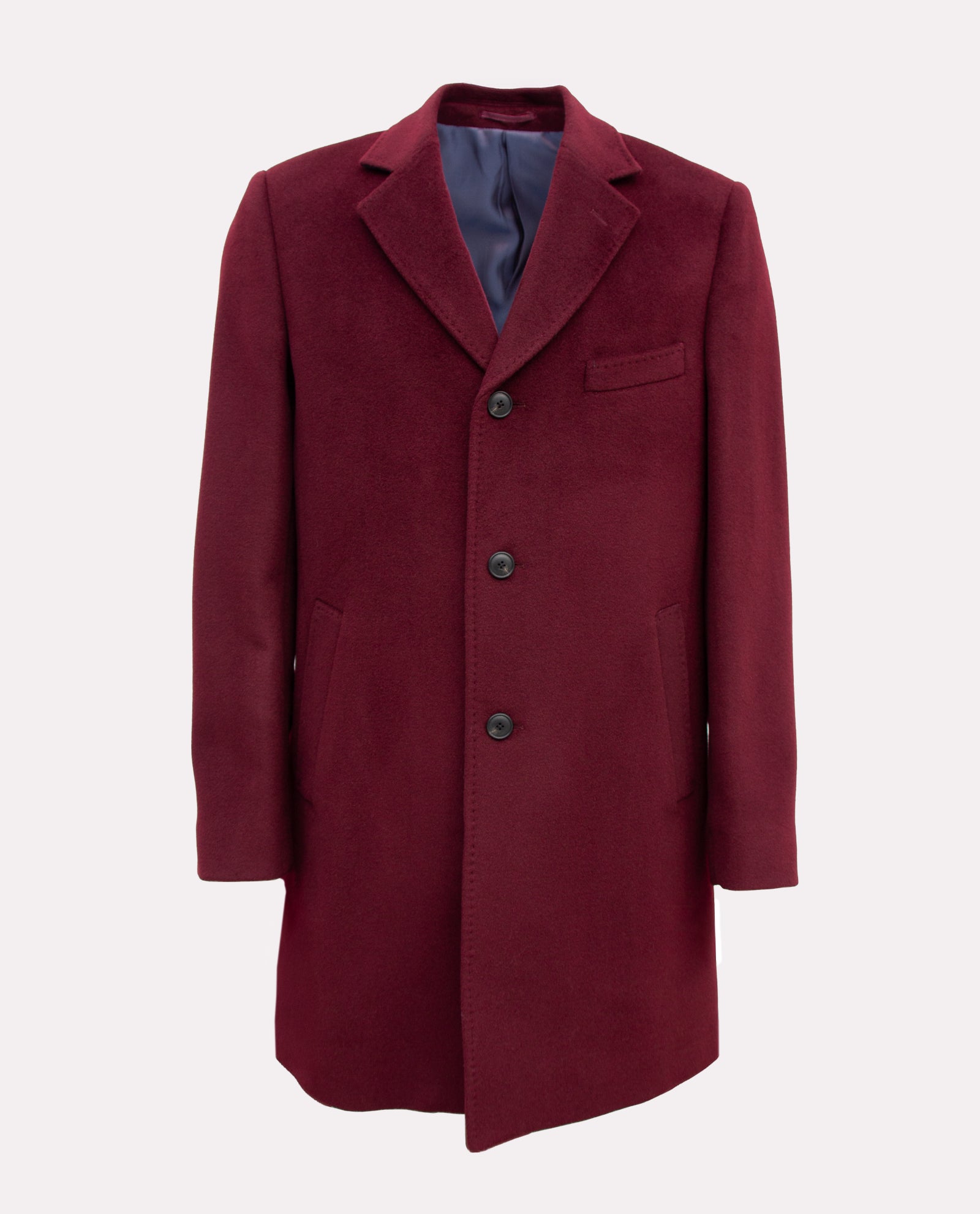 Men’s Wine Wool Overcoat