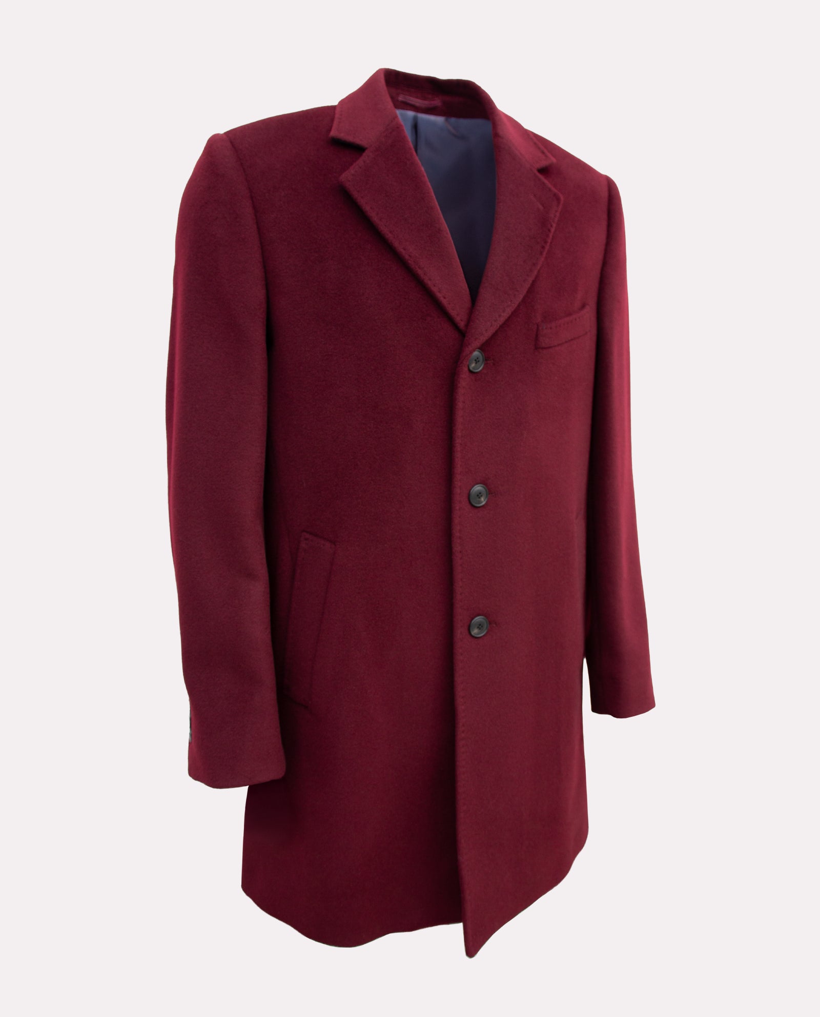 Men’s Wine Wool Overcoat
