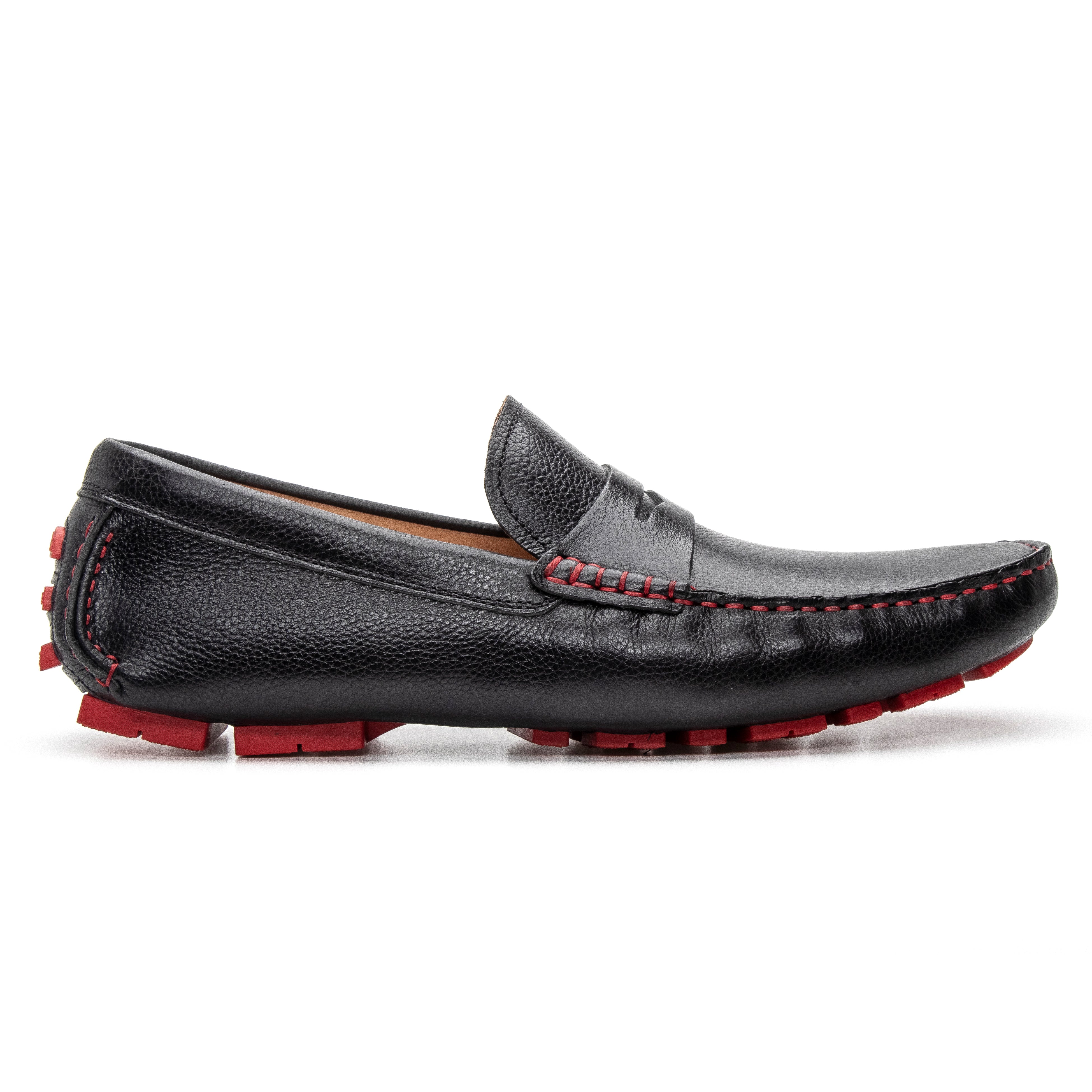 Charles Driver Shoe - Dark Brown/Red