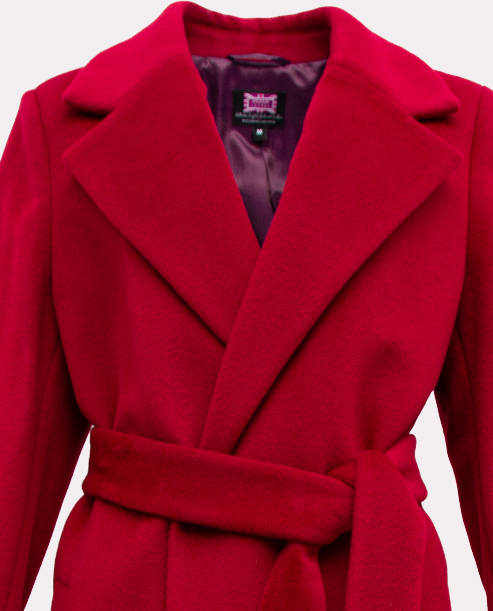 Women's Crimson Wool Wrap Overcoat