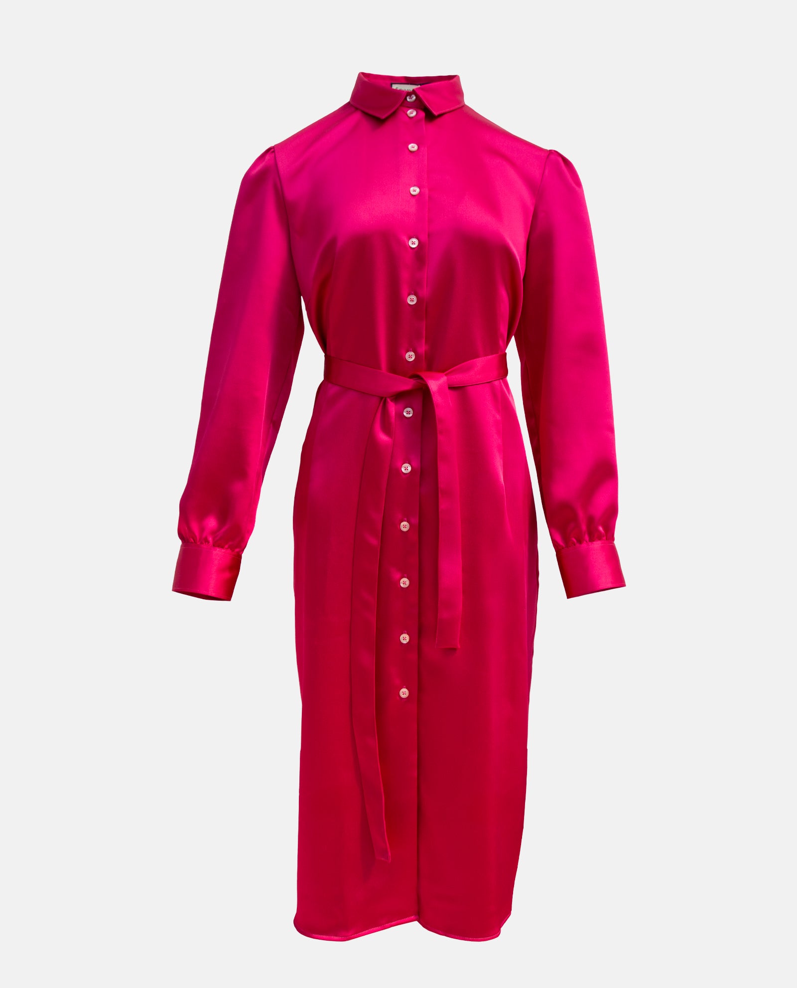 Magenta Sateen Midi Dress