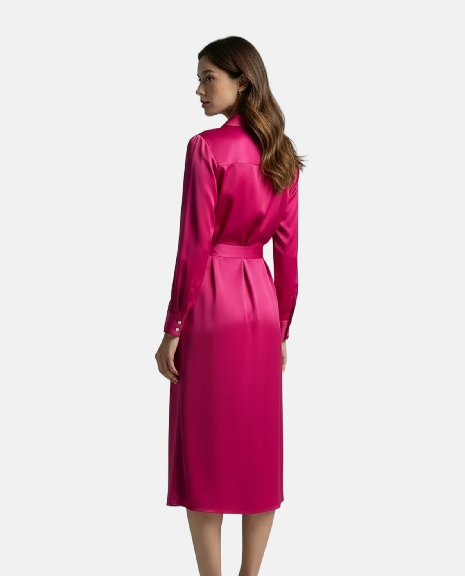 Magenta Sateen Midi Dress