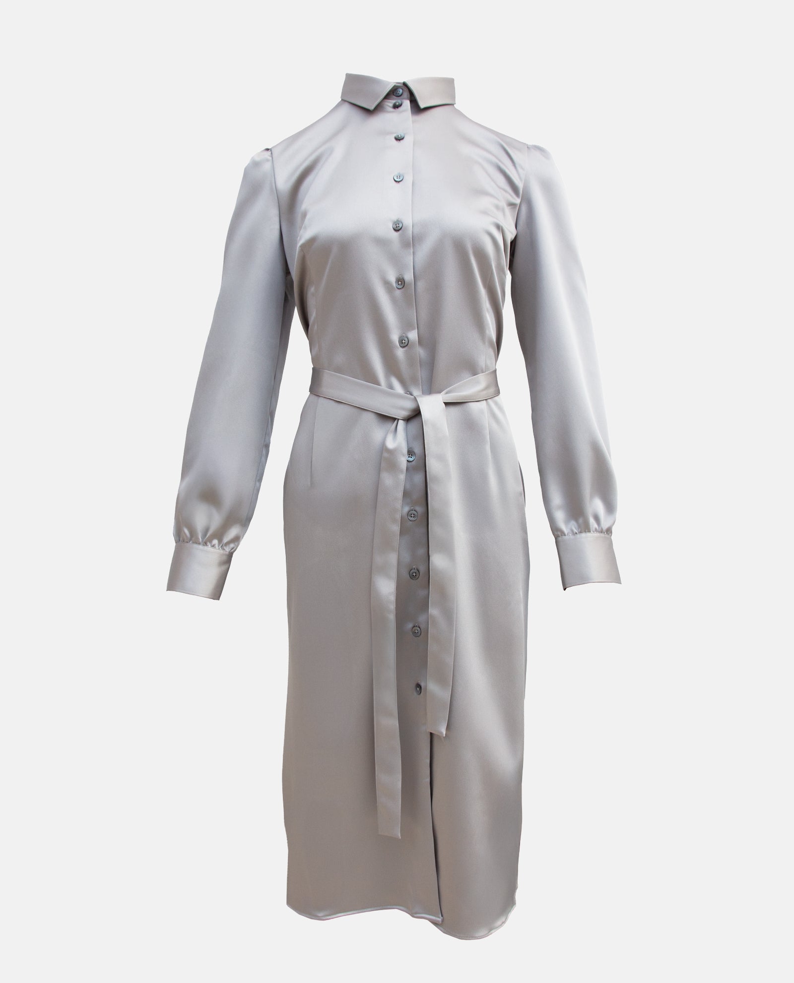 Silver Sateen Midi Dress
