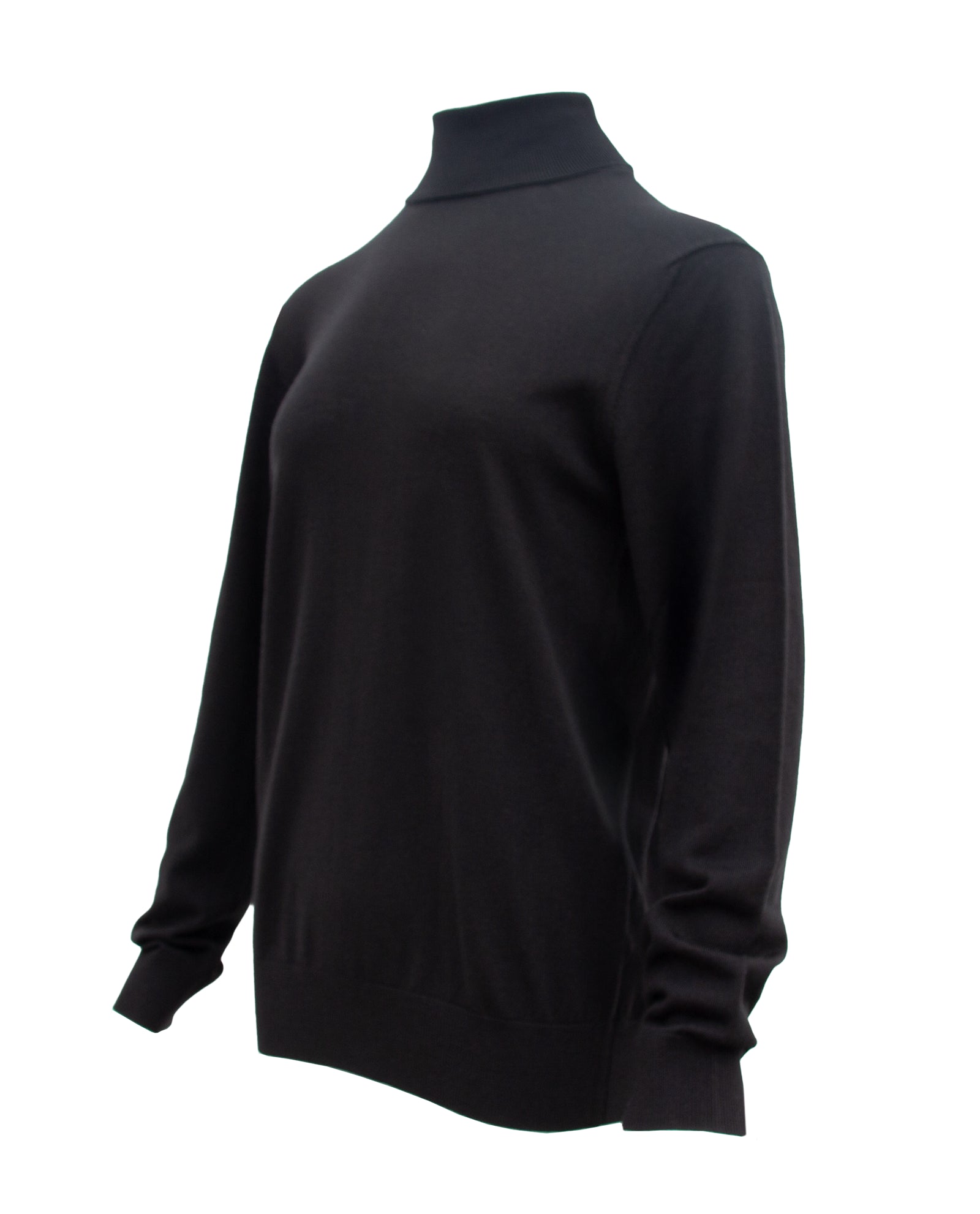 Women’s Extra-Fine Merino Wool Roll Neck Sweater — Black