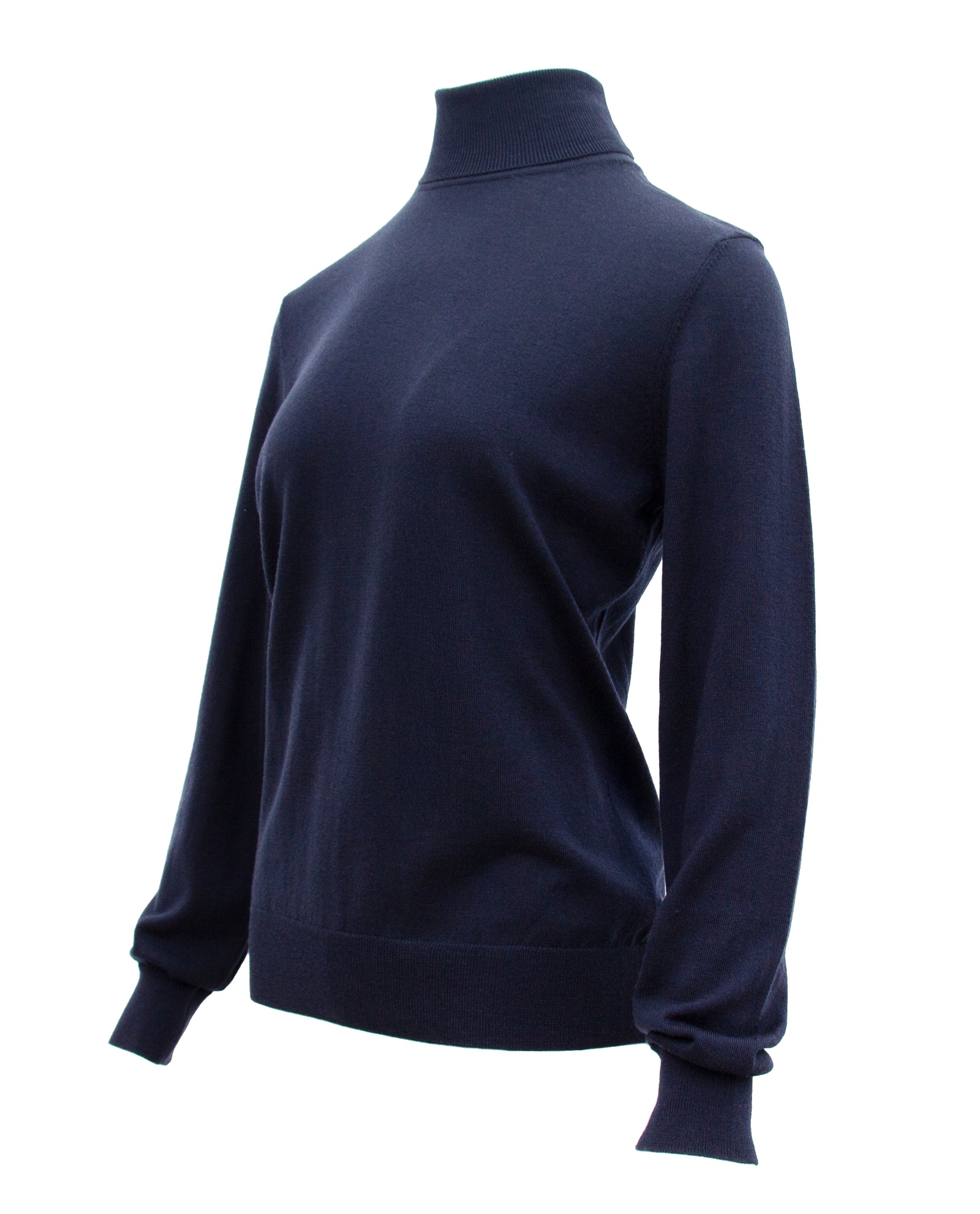 Women’s Extra-Fine Merino Wool Roll Neck Sweater — Dark Navy