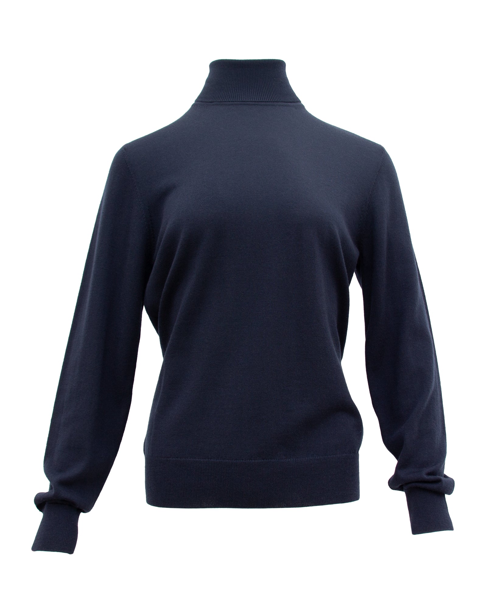 Women’s Extra-Fine Merino Wool Roll Neck Sweater — Dark Navy