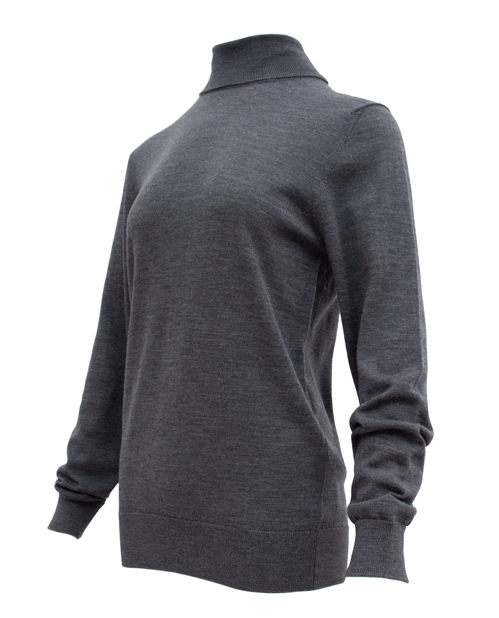 Women’s Extra-Fine Merino Wool Roll Neck Sweater — Charcoal Grey