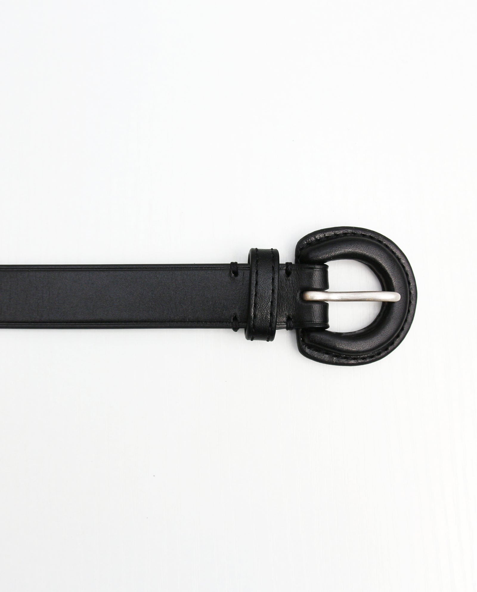 Black Leather Horseshoe Buckle Belt