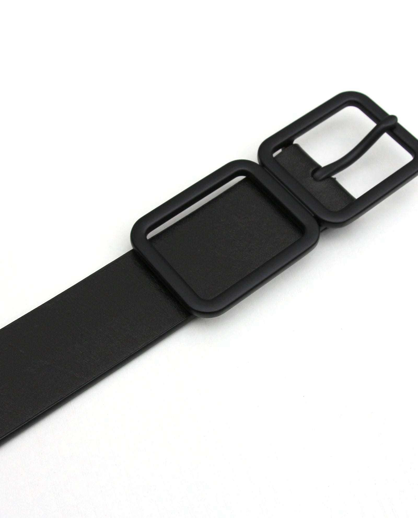 Black Leather Square Buckle Belt
