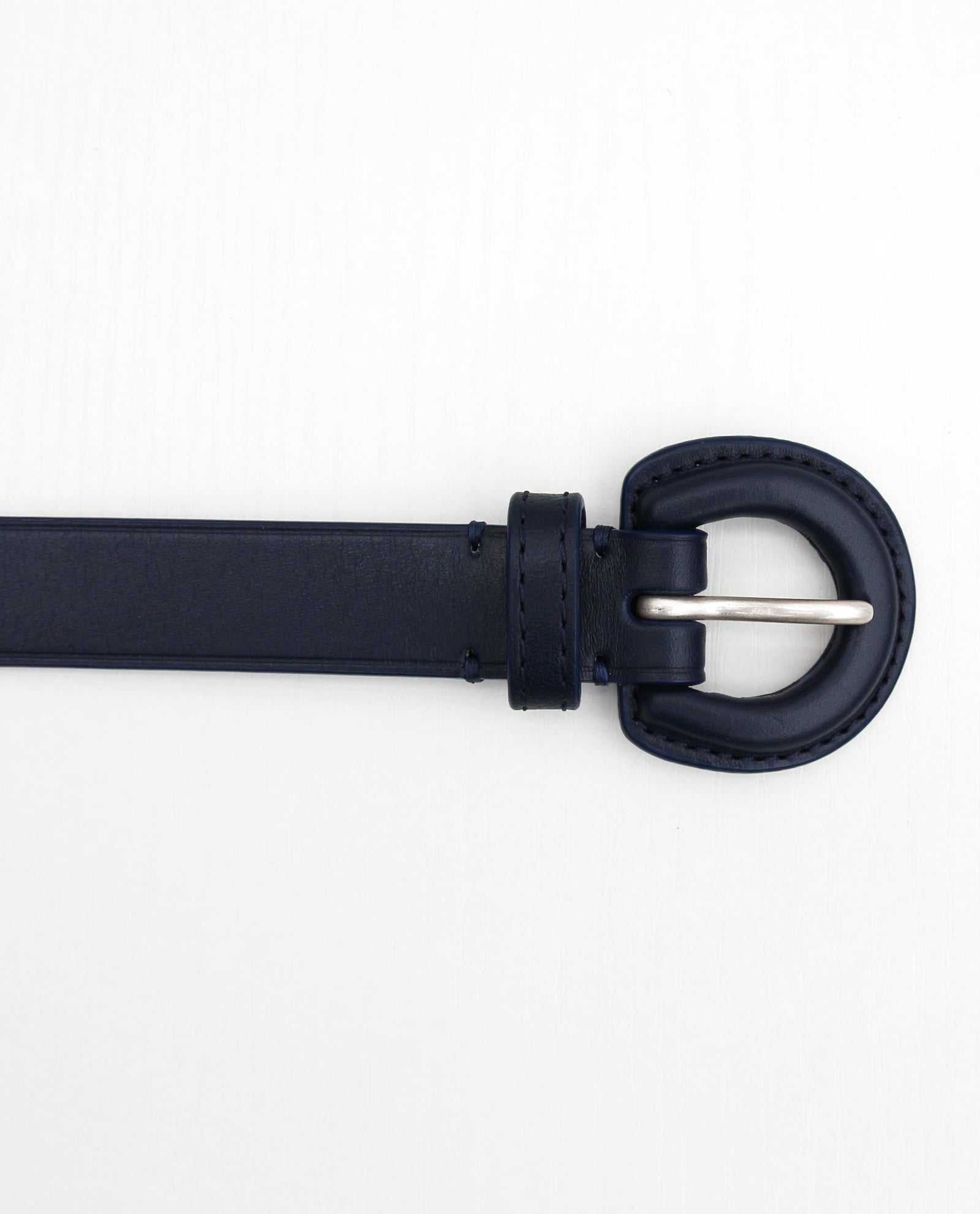 Navy Leather Horseshoe Buckle Belt