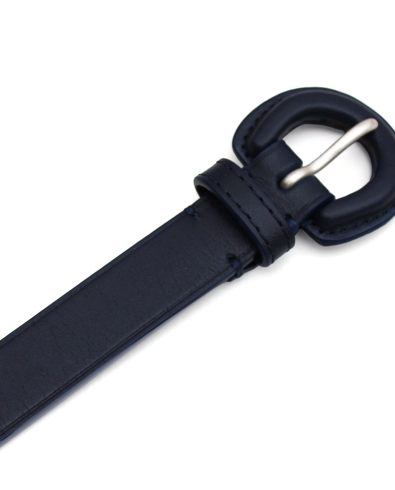Navy Leather Horseshoe Buckle Belt