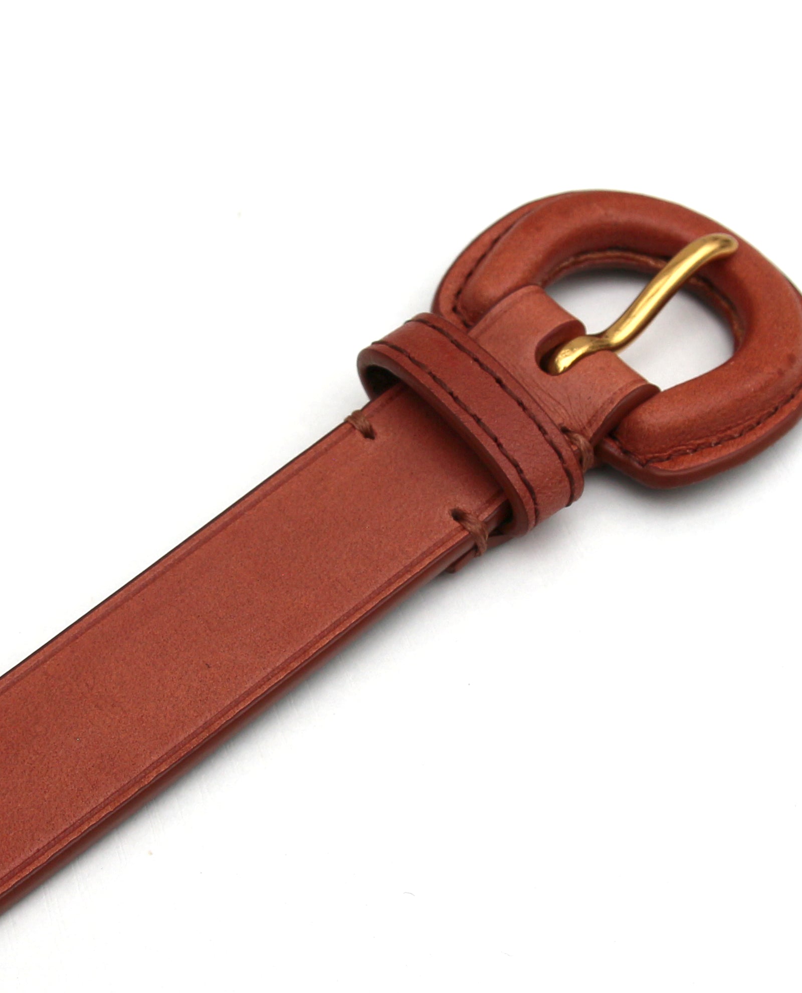 Cognac Leather Horseshoe Buckle Belt