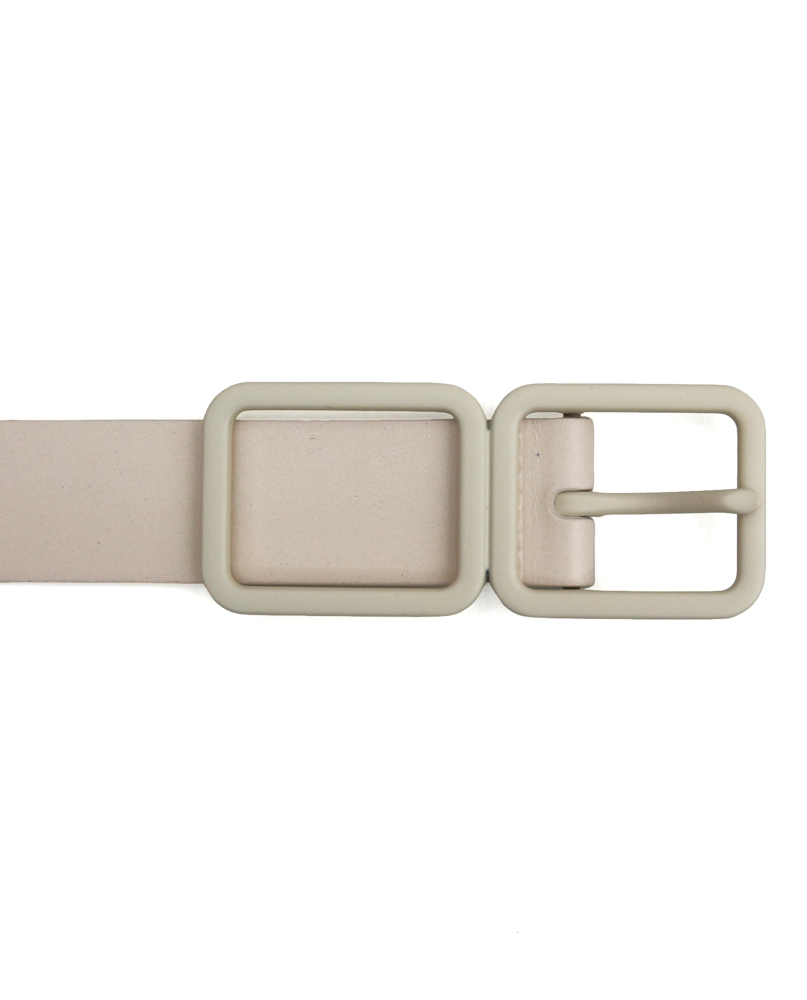 Cream Leather Square Buckle Belt